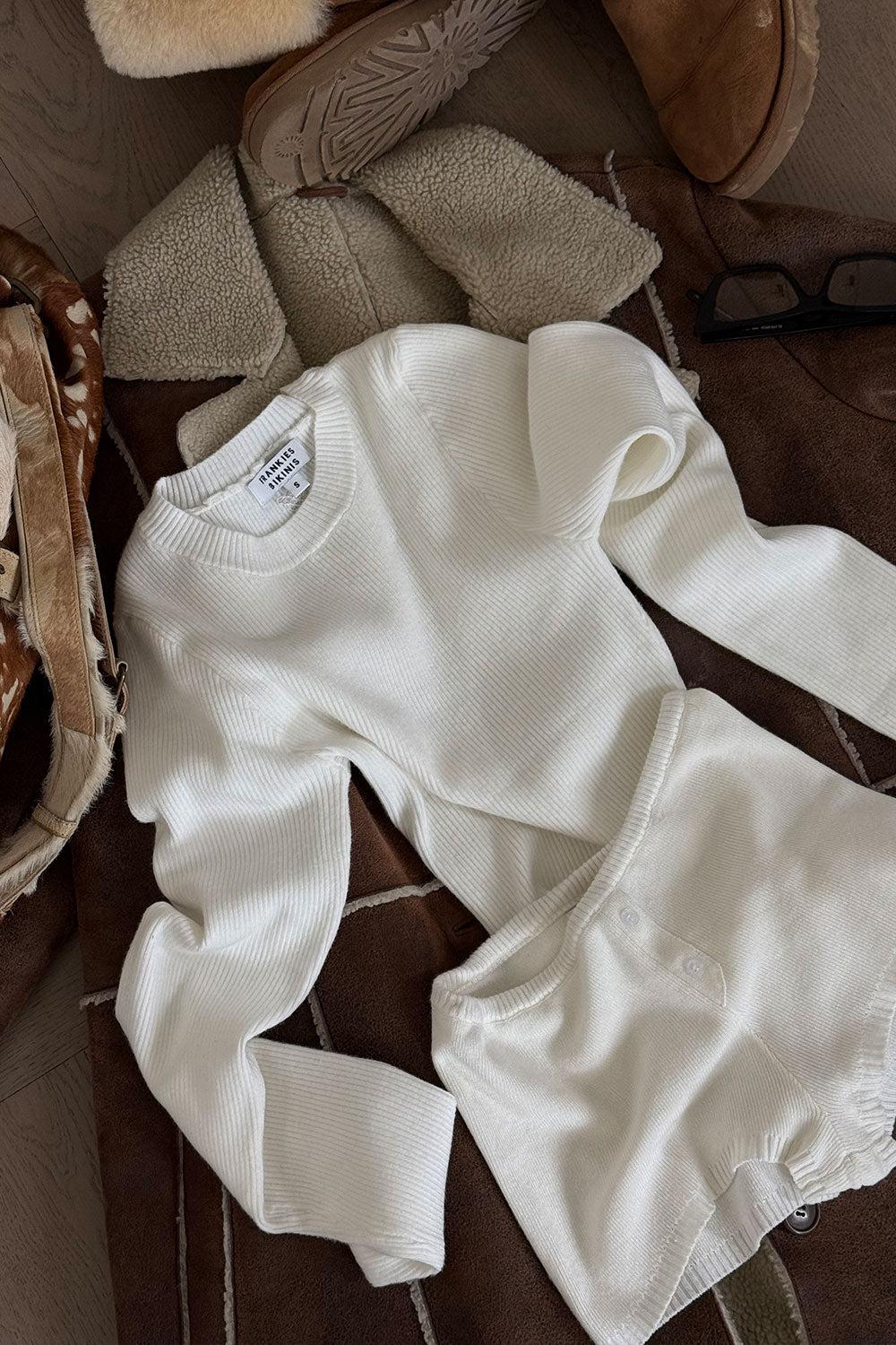 Bradley Knit Booty Shorts - White Product Image