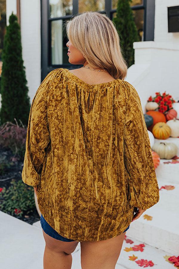 Glamour Galore Velvet Top in Mustard Curves Product Image