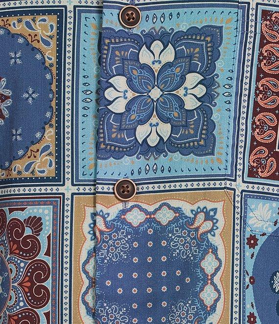 Roundtree & Yorke Short Sleeve Slub Tile Print Sport Shirt Product Image