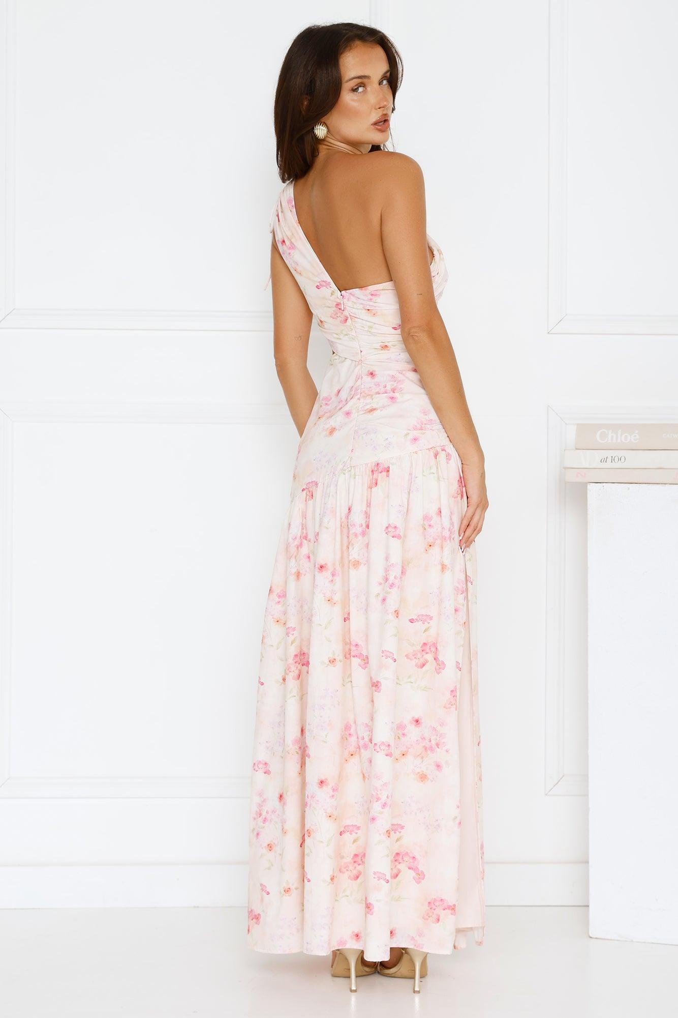 Summer Petals One Shoulder Maxi Dress Print Product Image