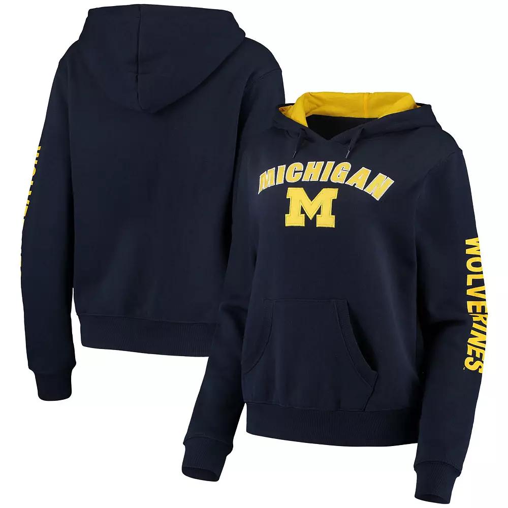 Women's Colosseum Navy Michigan Wolverines Loud and Proud Pullover Hoodie,  Product Image