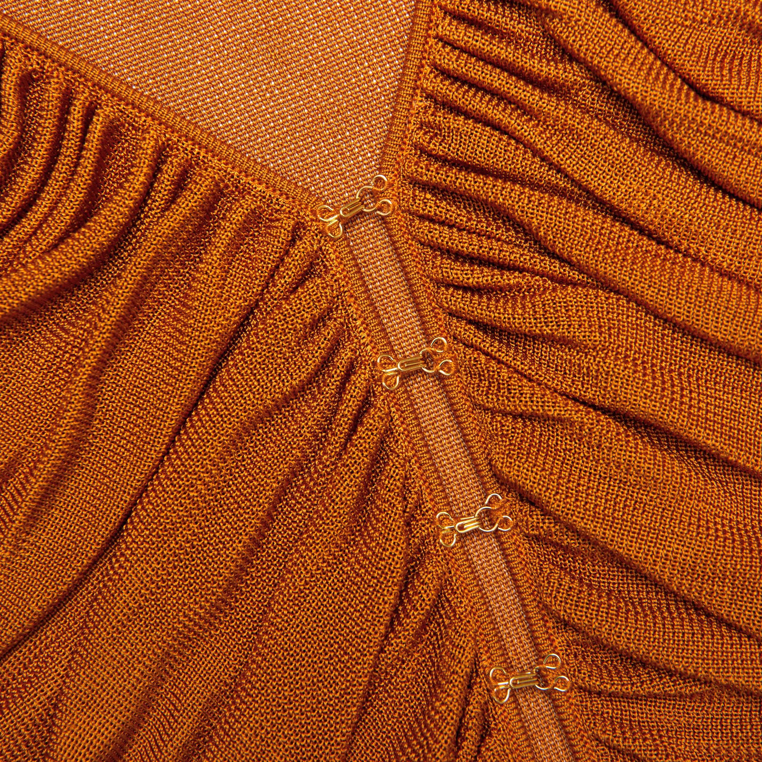 Burnt Orange V Neck Viscose Knit Top Product Image