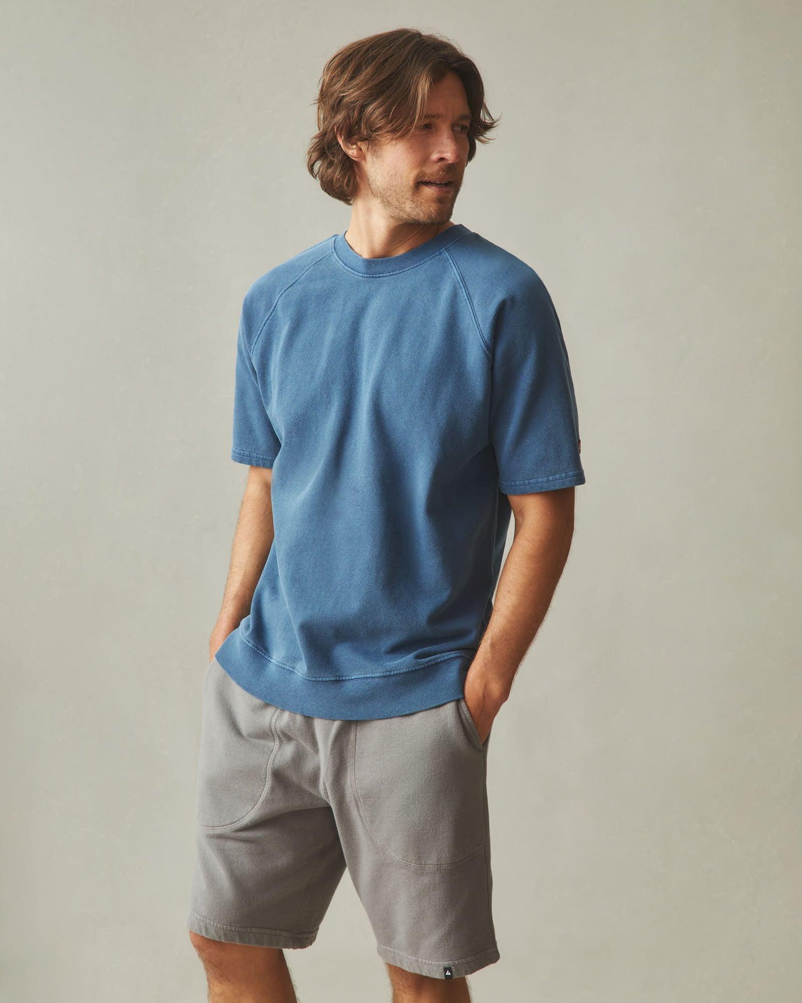 Men's Distressed French Terry Tee - Marine Navy Product Image