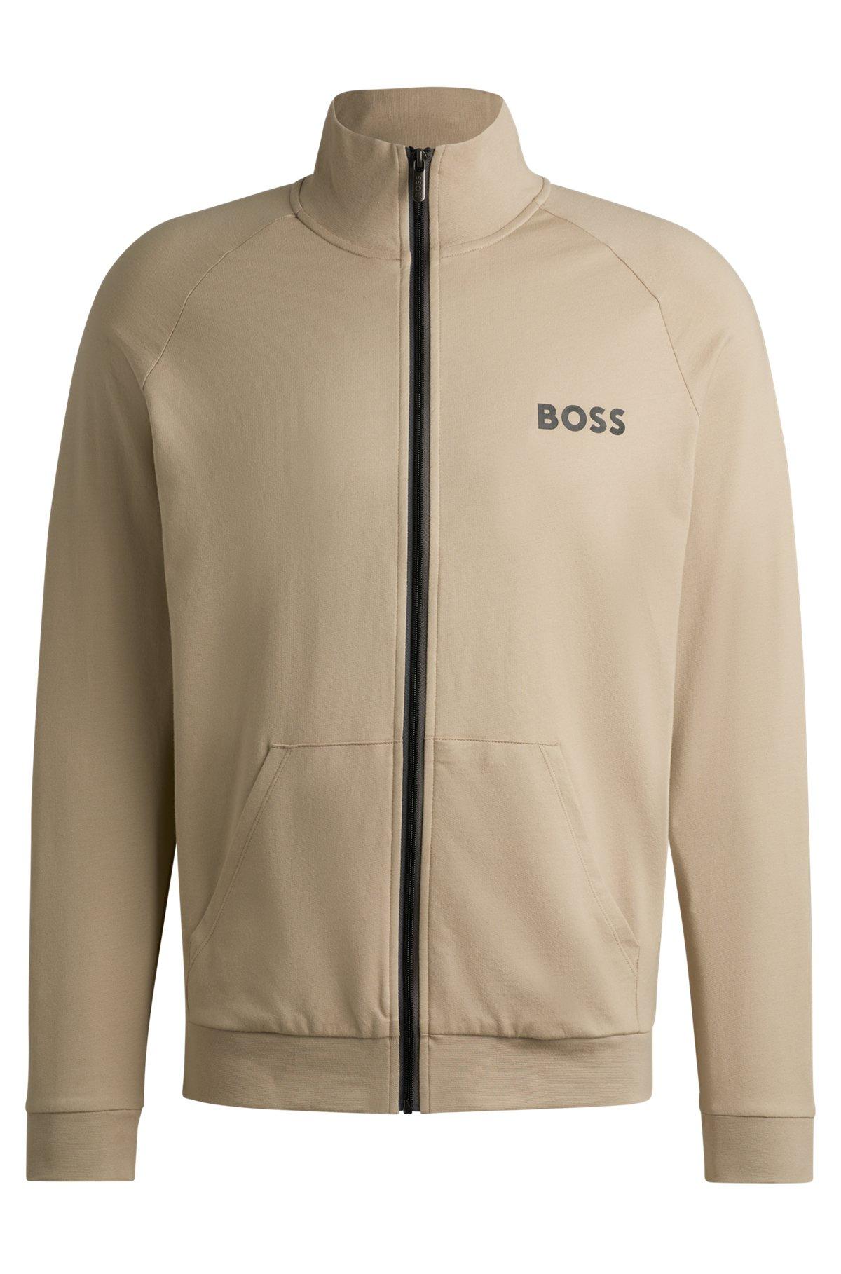 Cotton-terry zip-up jacket with logo print Product Image