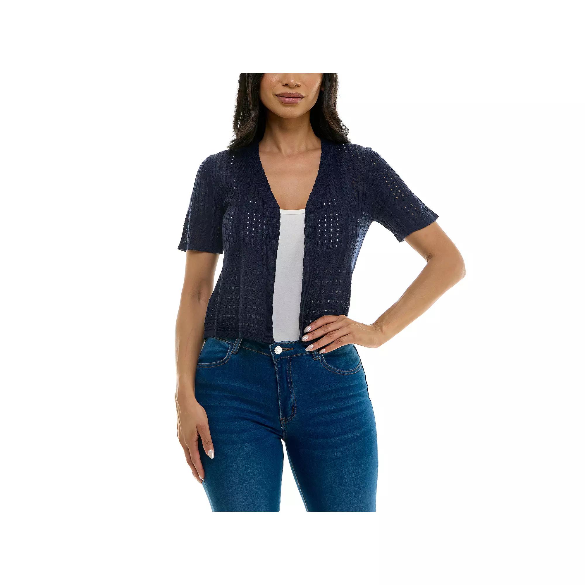 Women's Nina Leonard Pointelle Crochet Bolero,  Product Image