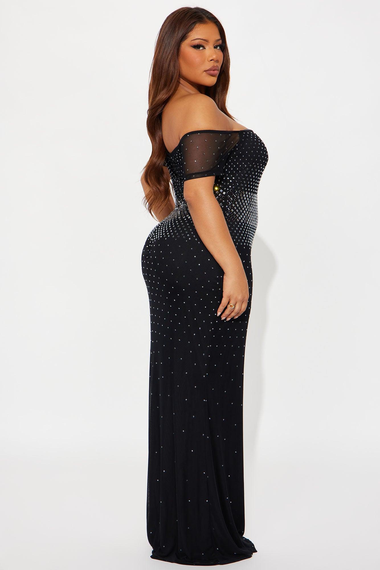 Alaia Rhinestone Mesh Maxi Dress - Black Female Product Image