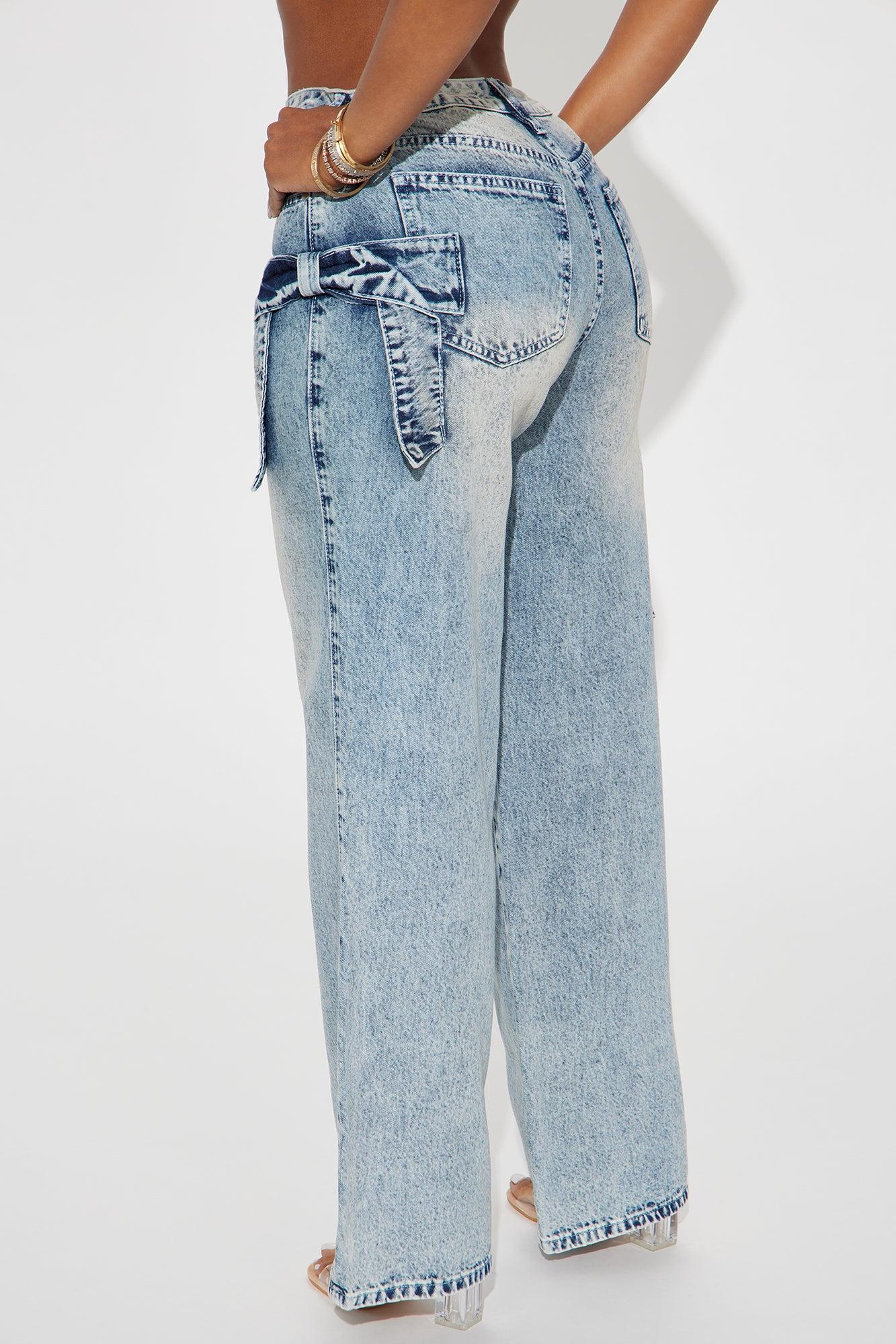 Put A Bow On It Non Stretch Straight Leg Jeans - Medium Wash Product Image