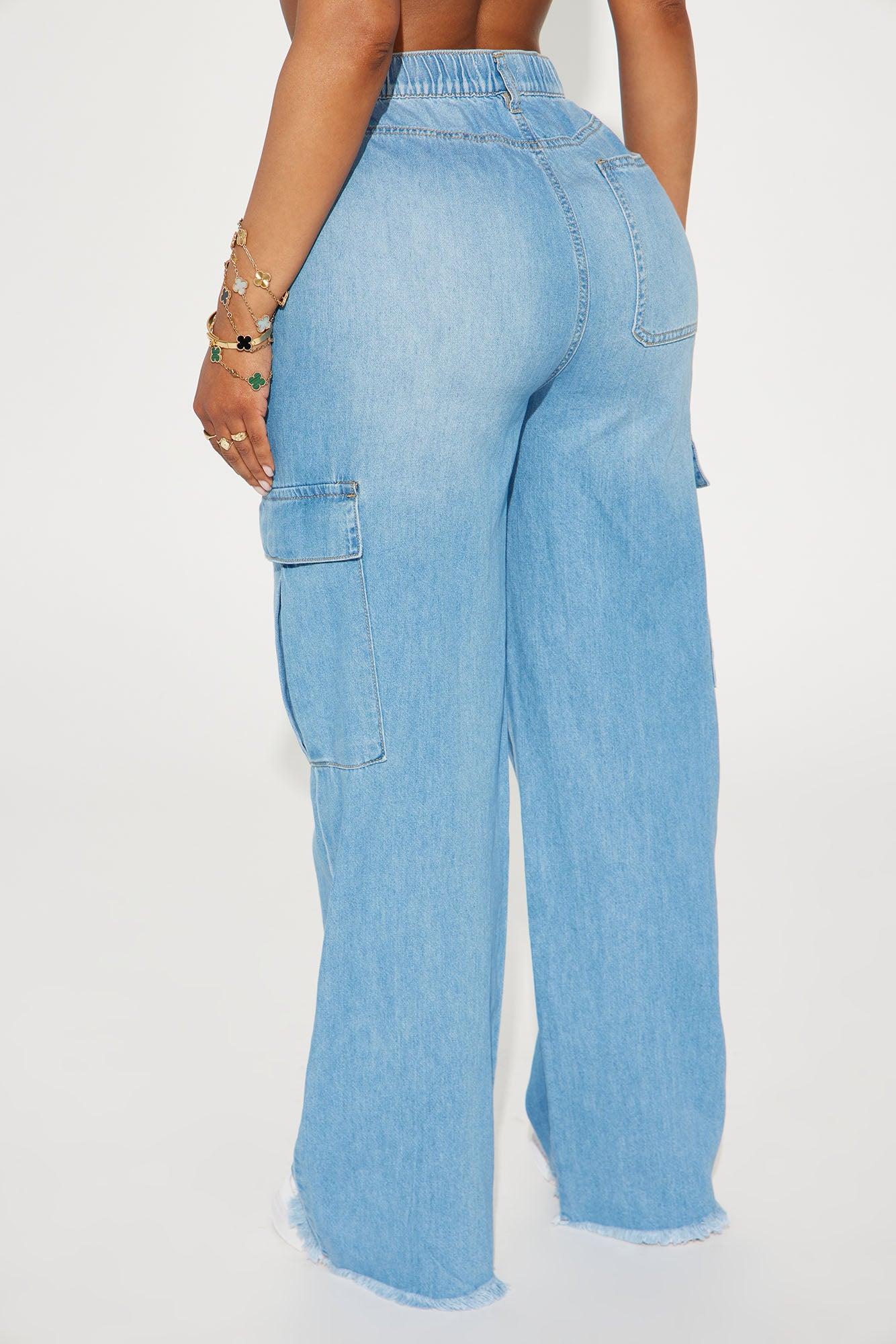 In Full Effect Baggy Cargo Jeans - Light Wash Product Image