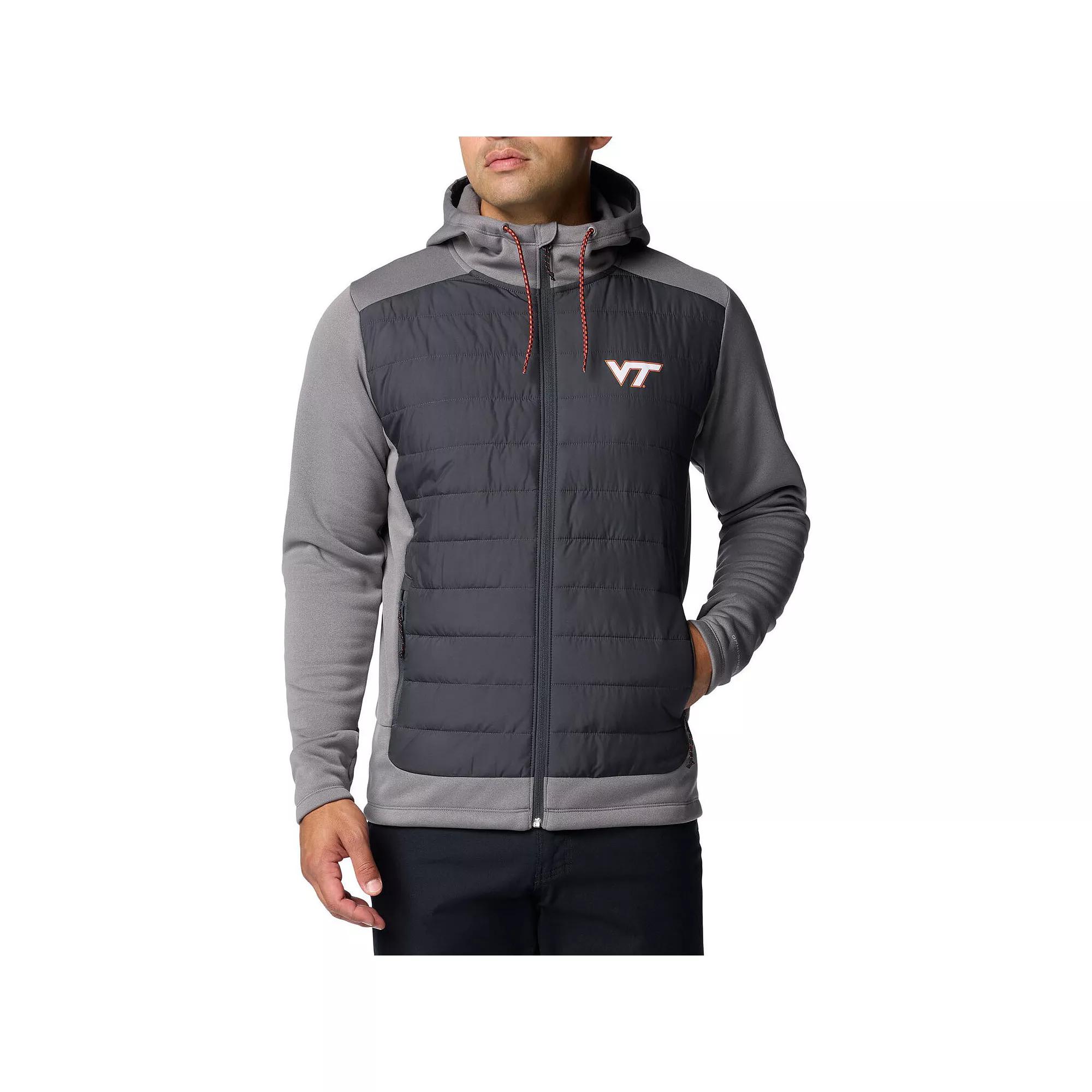 Men's Columbia  Gray Virginia Tech Hokies Out-Shield Hybrid Full-Zip Hoodie Jacket, Size: Medium, Grey Product Image