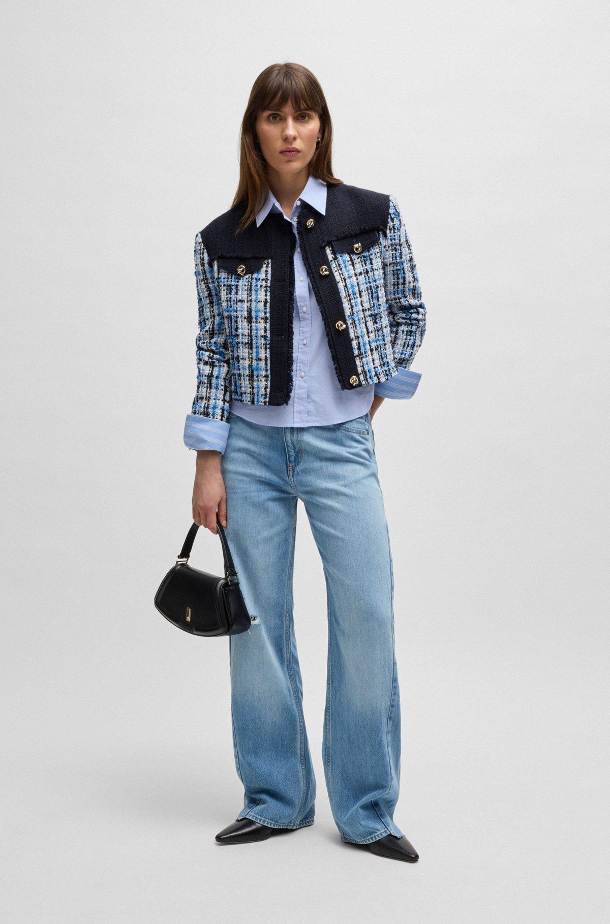 Regular-fit blouse in striped stretch cotton Product Image