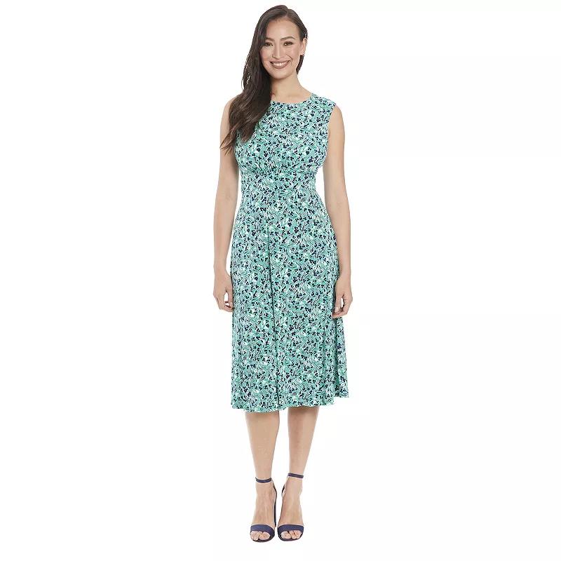 Women's London Times Inset Waist Print Midi Dress,  Product Image