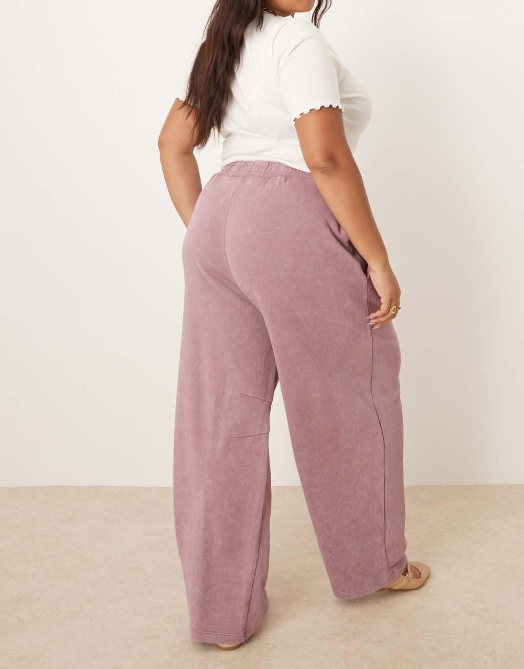 ASOS DESIGN Curve barrel leg sweatpants in washed purple Product Image