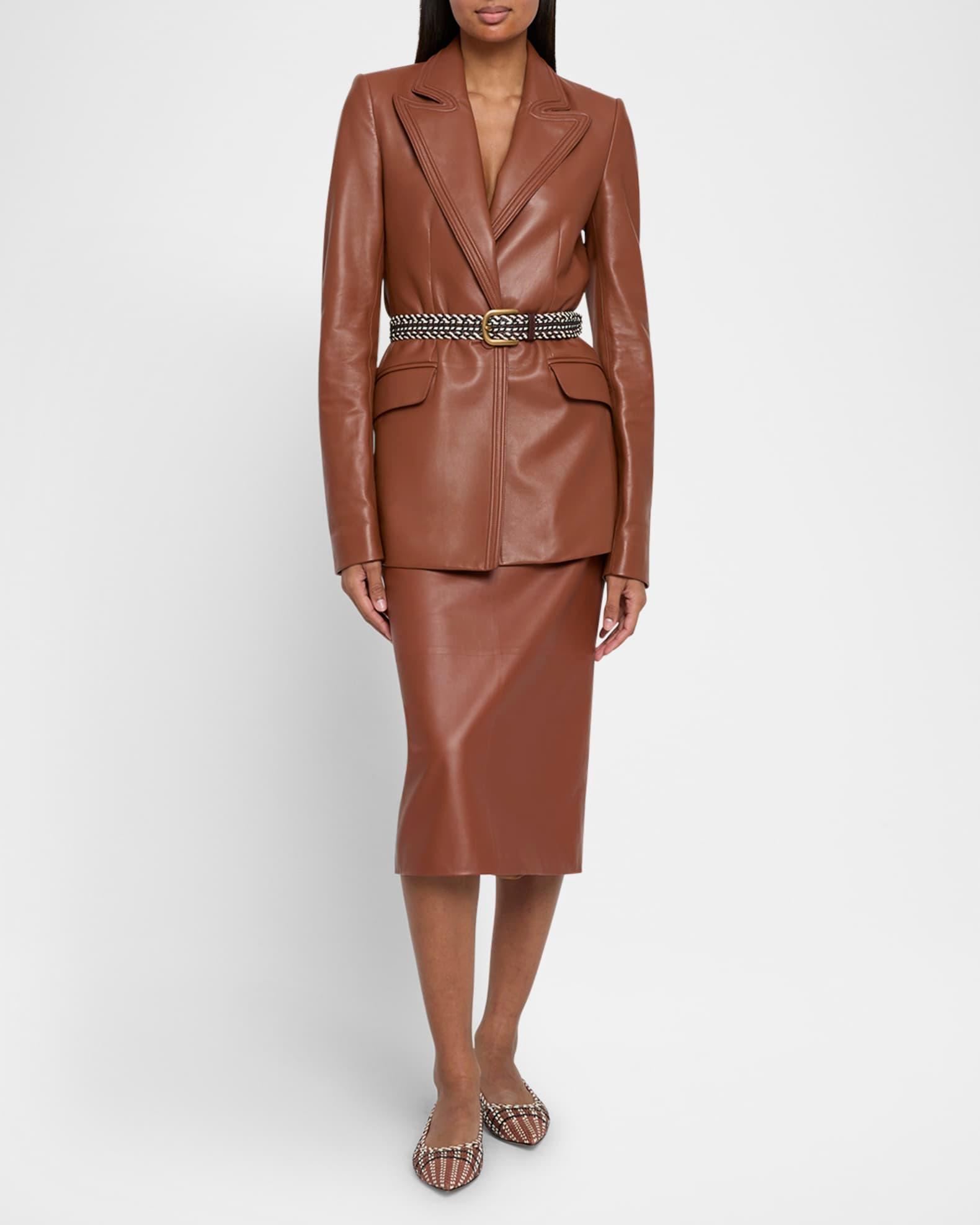 Isara Leather Single-Breasted Blazer Product Image