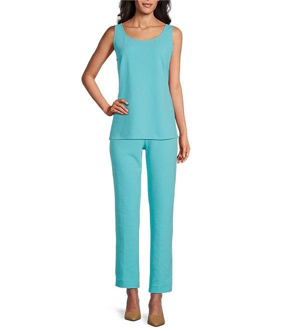 Ming Wang Stretch Deco Crepe Scoop Neck Sleeveless Top Product Image