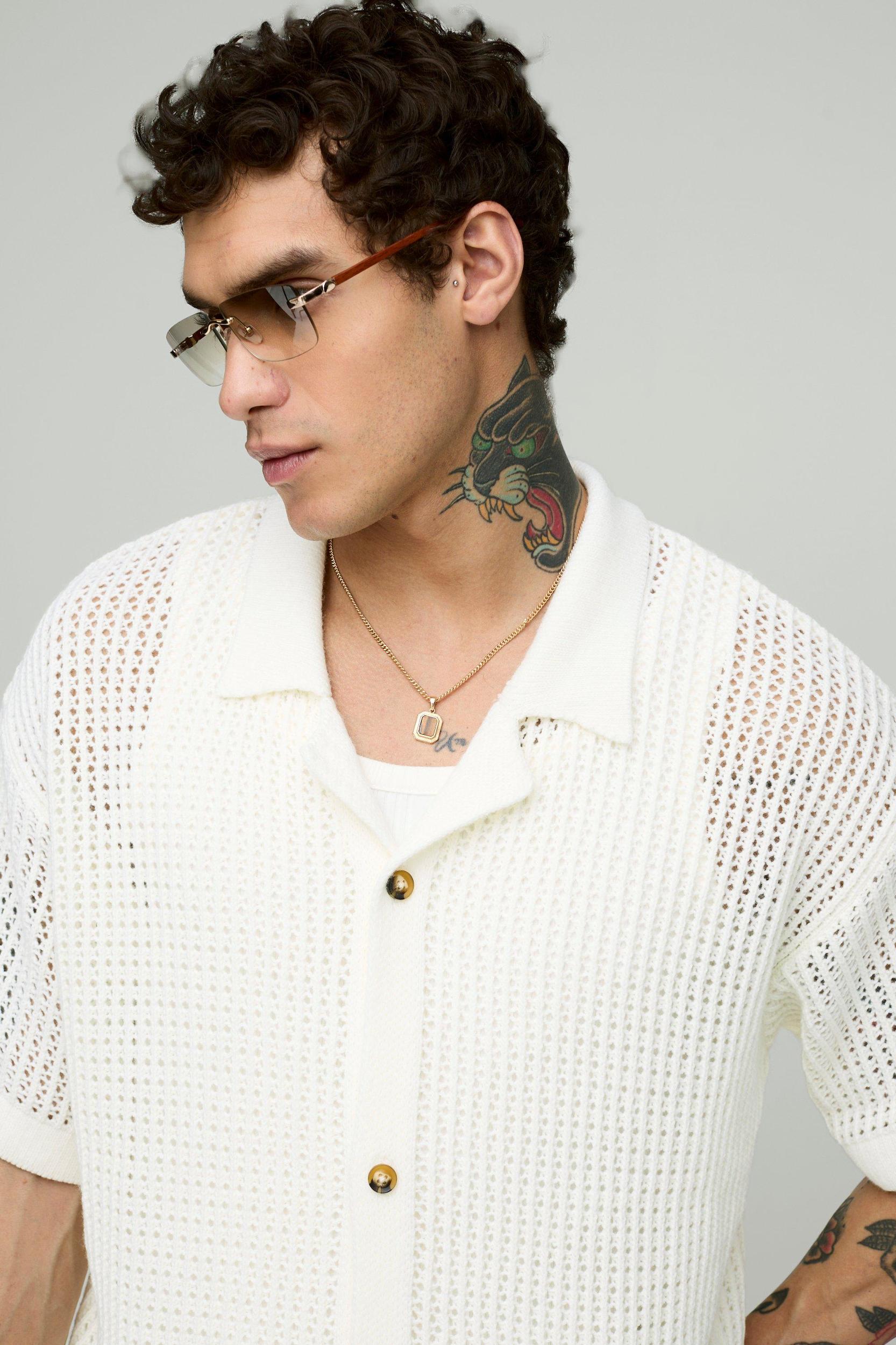 Oversized Revere Knitted Shirt & Relaxed Trouser Set | boohooMAN USA Product Image