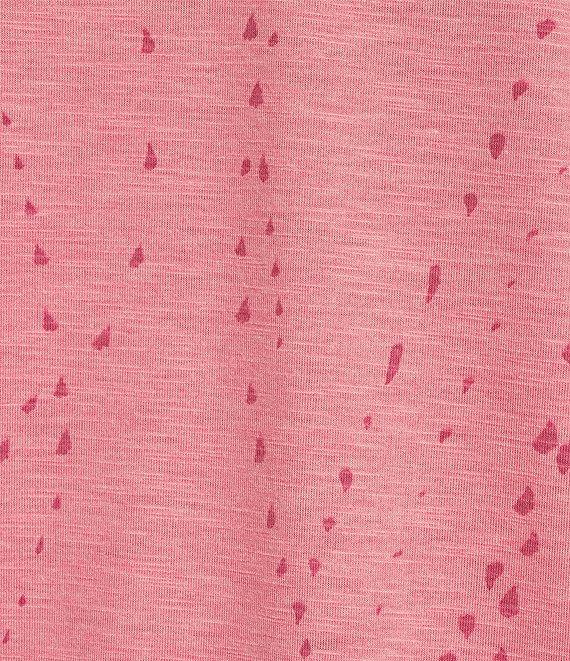 Democracy Petite Size Printed Crew Neck Ruched Puff Elbow Sleeve Knit Top Product Image