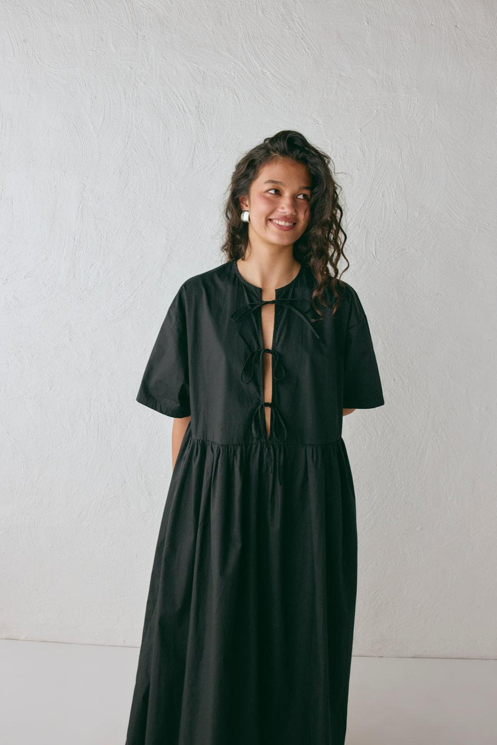 Naomi Smock Maxi Dress Black Product Image