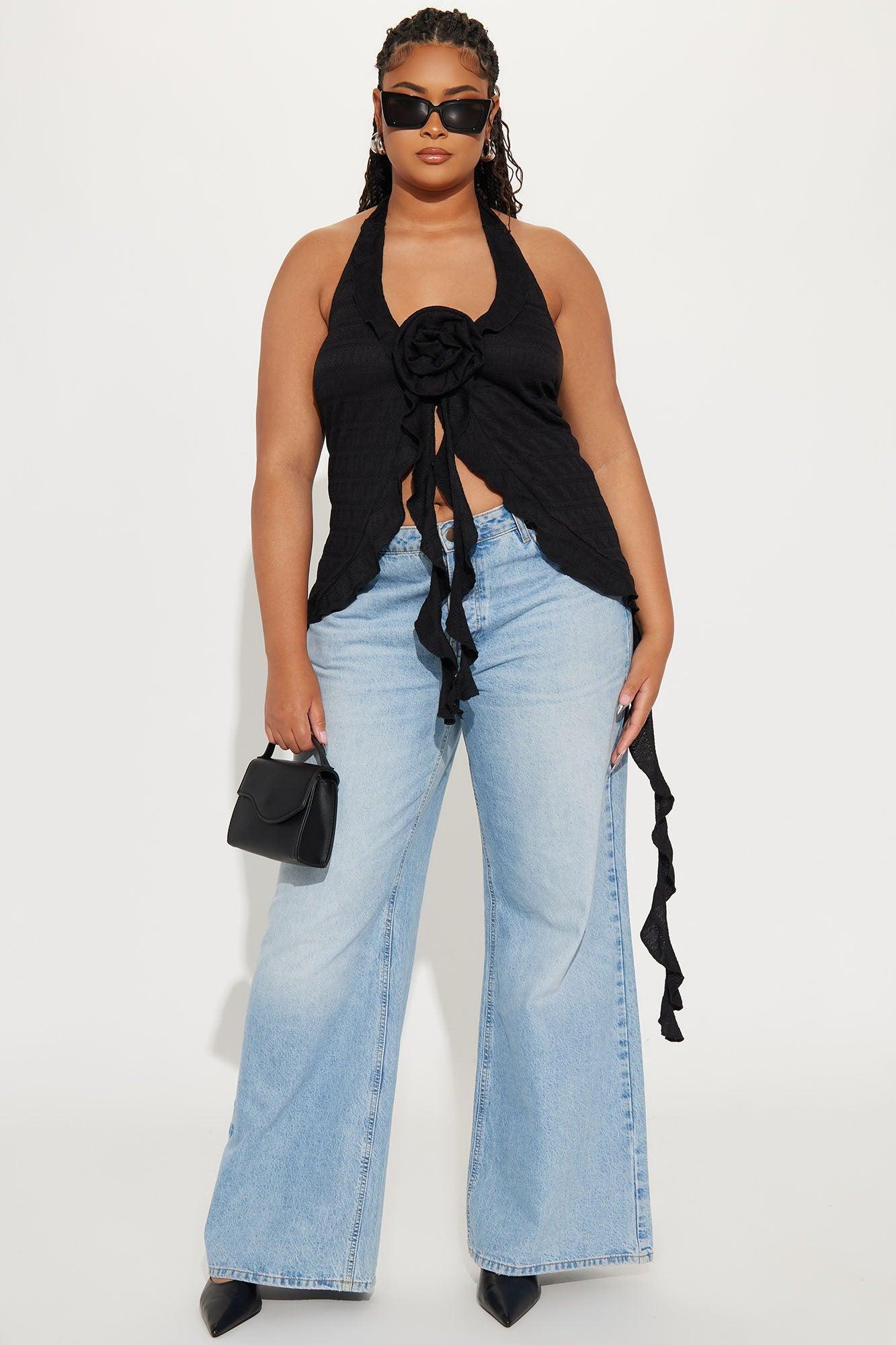 Hello Rose Halter Top - Black Product Image