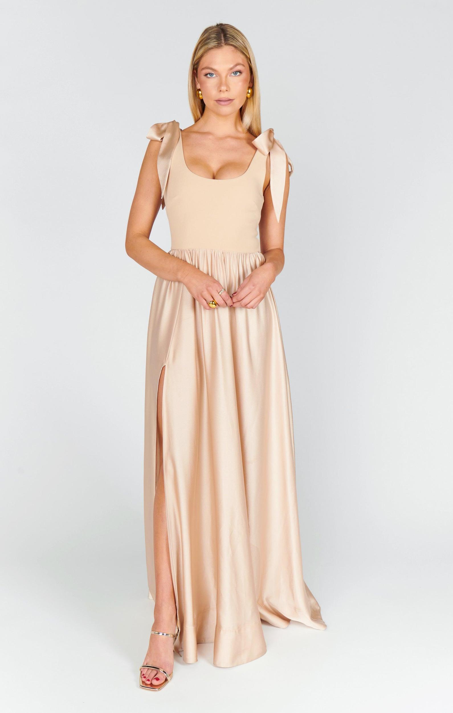 Harper Maxi Dress ~ Champagne Luxe Satin Product Image