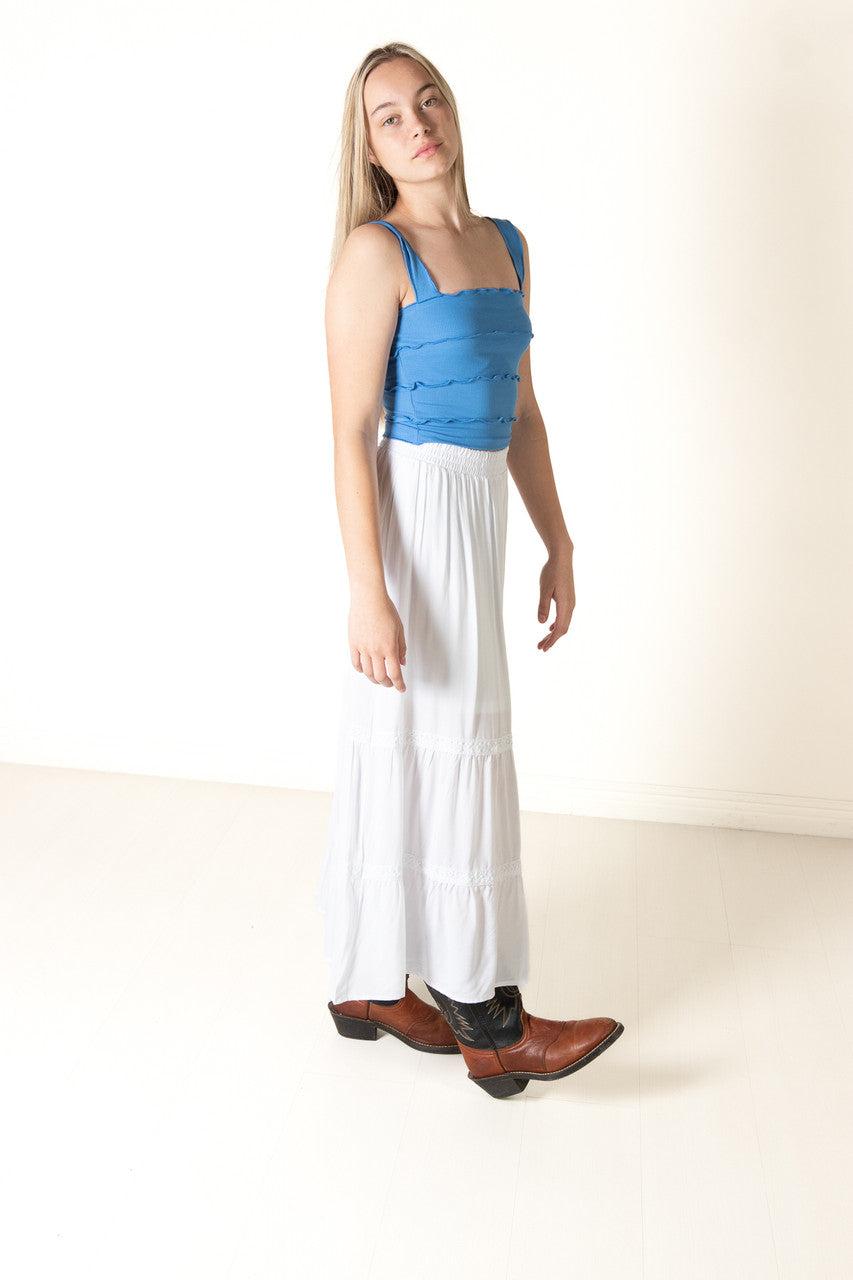 White Crochet Detail Maxi Skirt Product Image