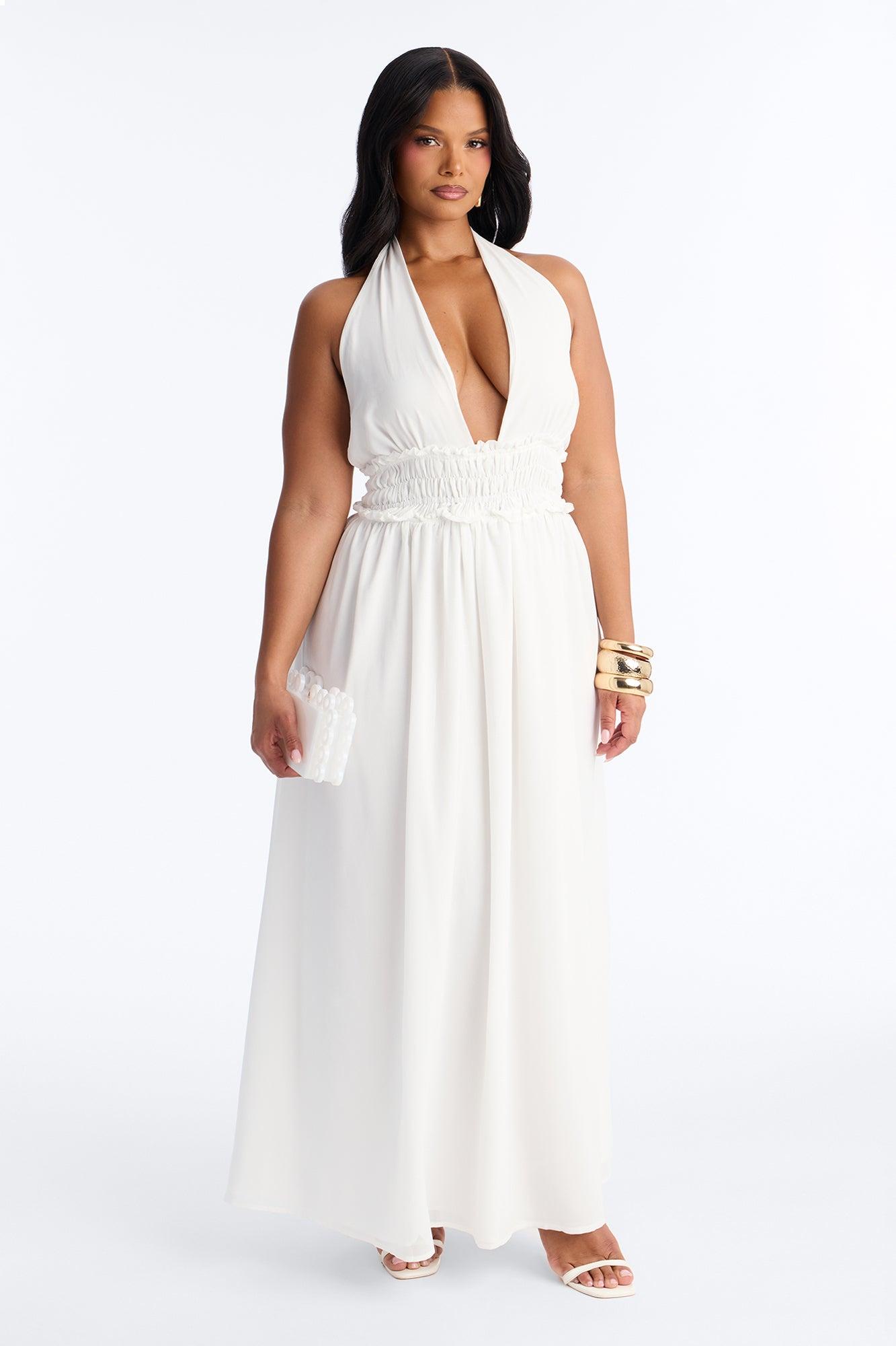 Lauryn Halter Chiffon Maxi Dress - White Female Product Image