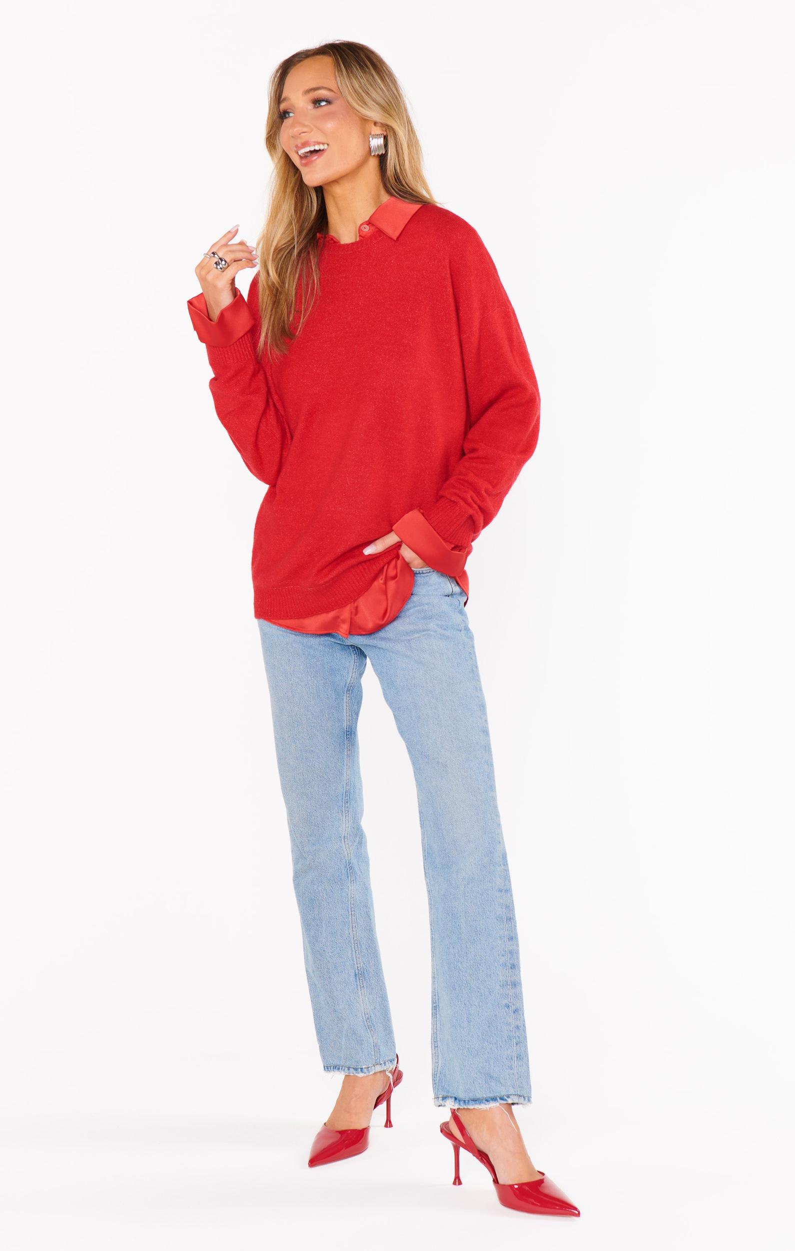 Feel Good Sweater ~ Red Knit Product Image