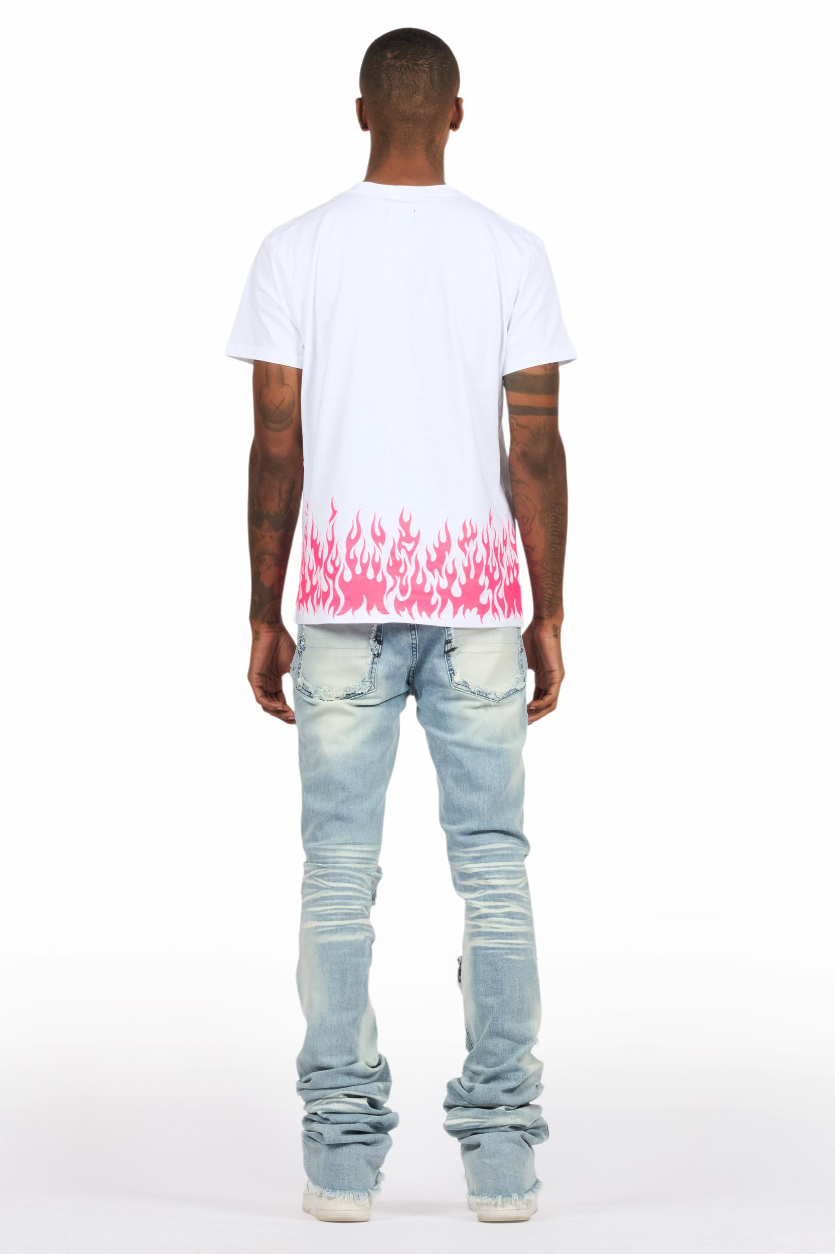 Bubble White/Pink T-Shirt/Super Stacked Flare Jean Bundle Male Product Image