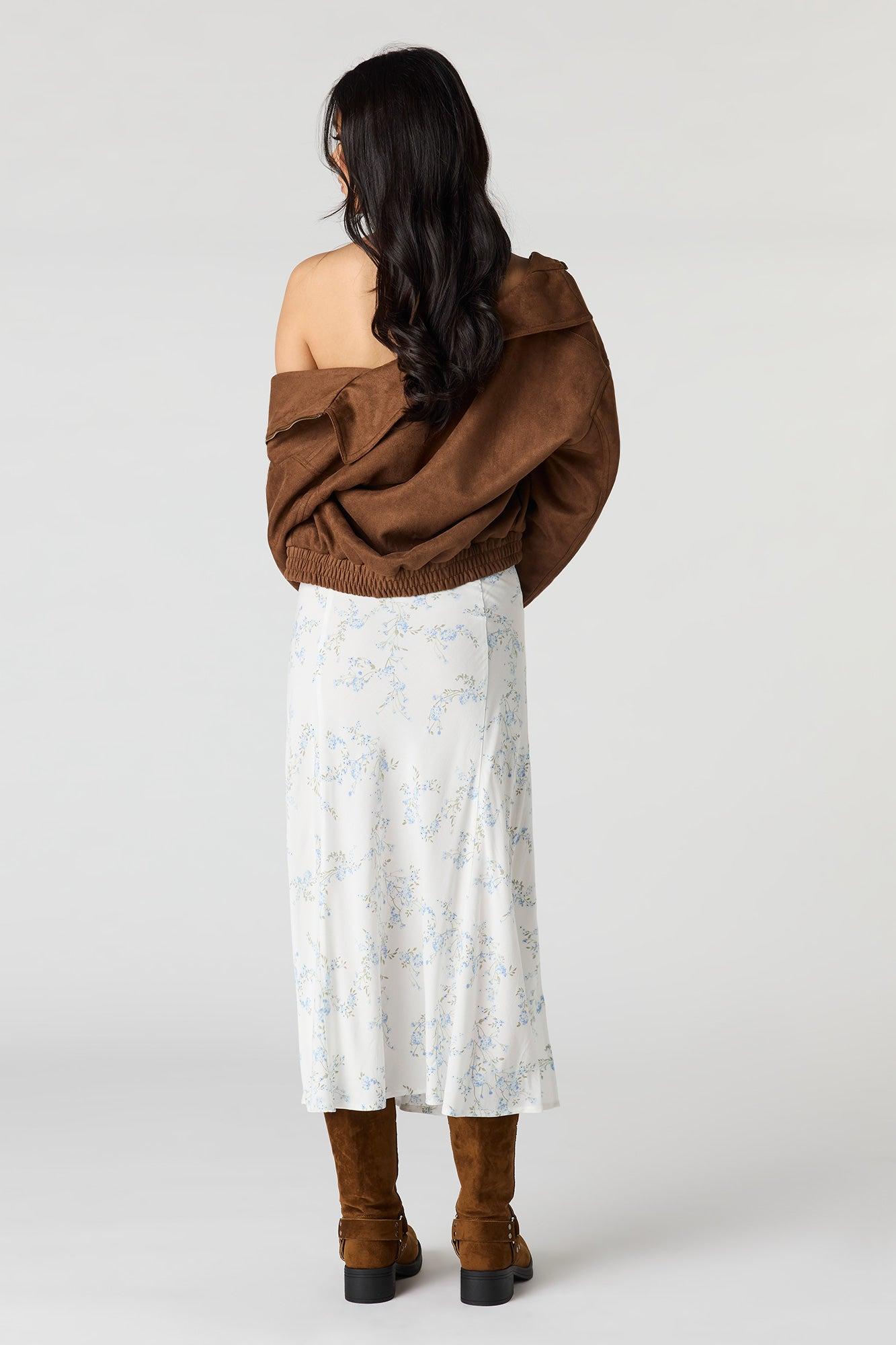 Floral Slit Midi Skirt Female Product Image