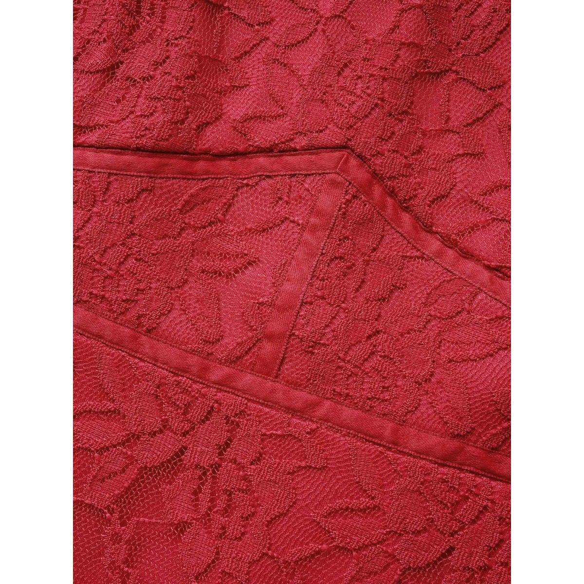 Plus Size Lace Panel Heart Neckline Split Side Dress Burgundy Women Cocktail Heart neckline Cap Sleeve Curvy BloomChic 30/6X Product Image