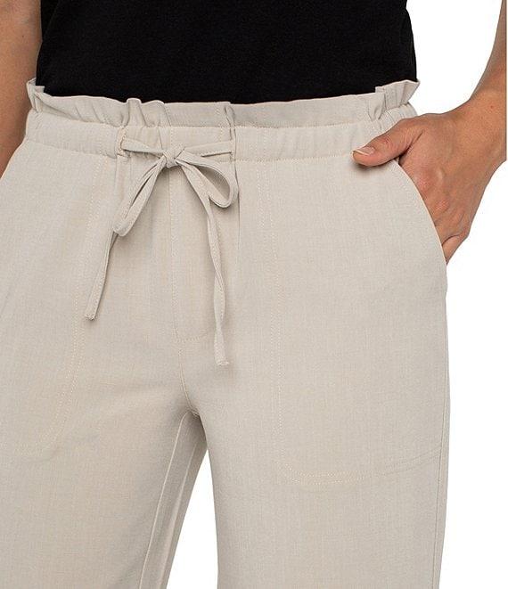 Liverpool Los Angeles Petite Size Lightweight Textured Pull-On Drawstring Tie Wide Leg Pants Product Image