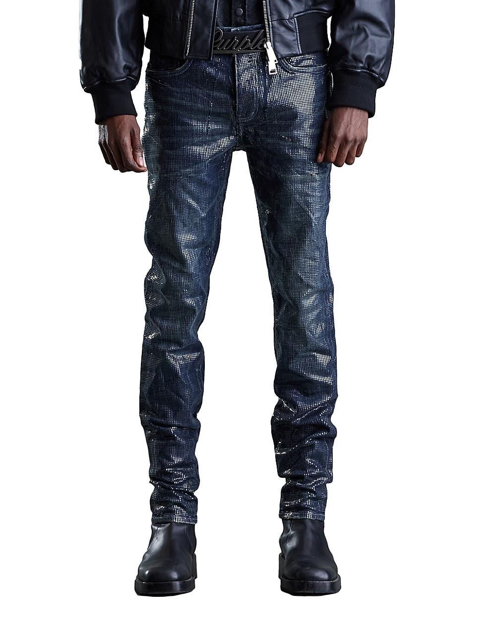 Mens Tiled Overlay Slim-Fit Jeans Product Image