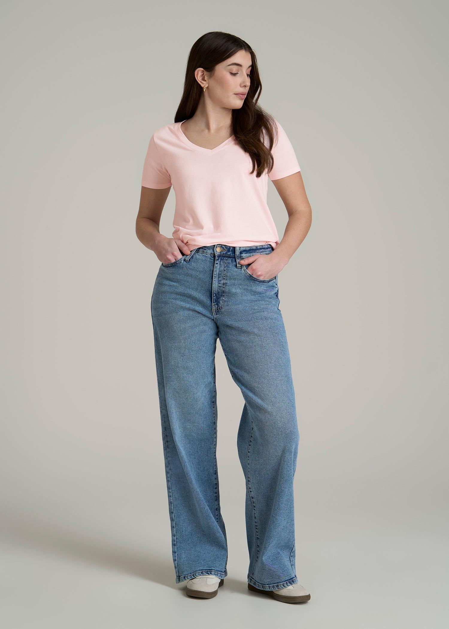 Women's Tall Scoop V-Neck Tee in Barely Pink Product Image
