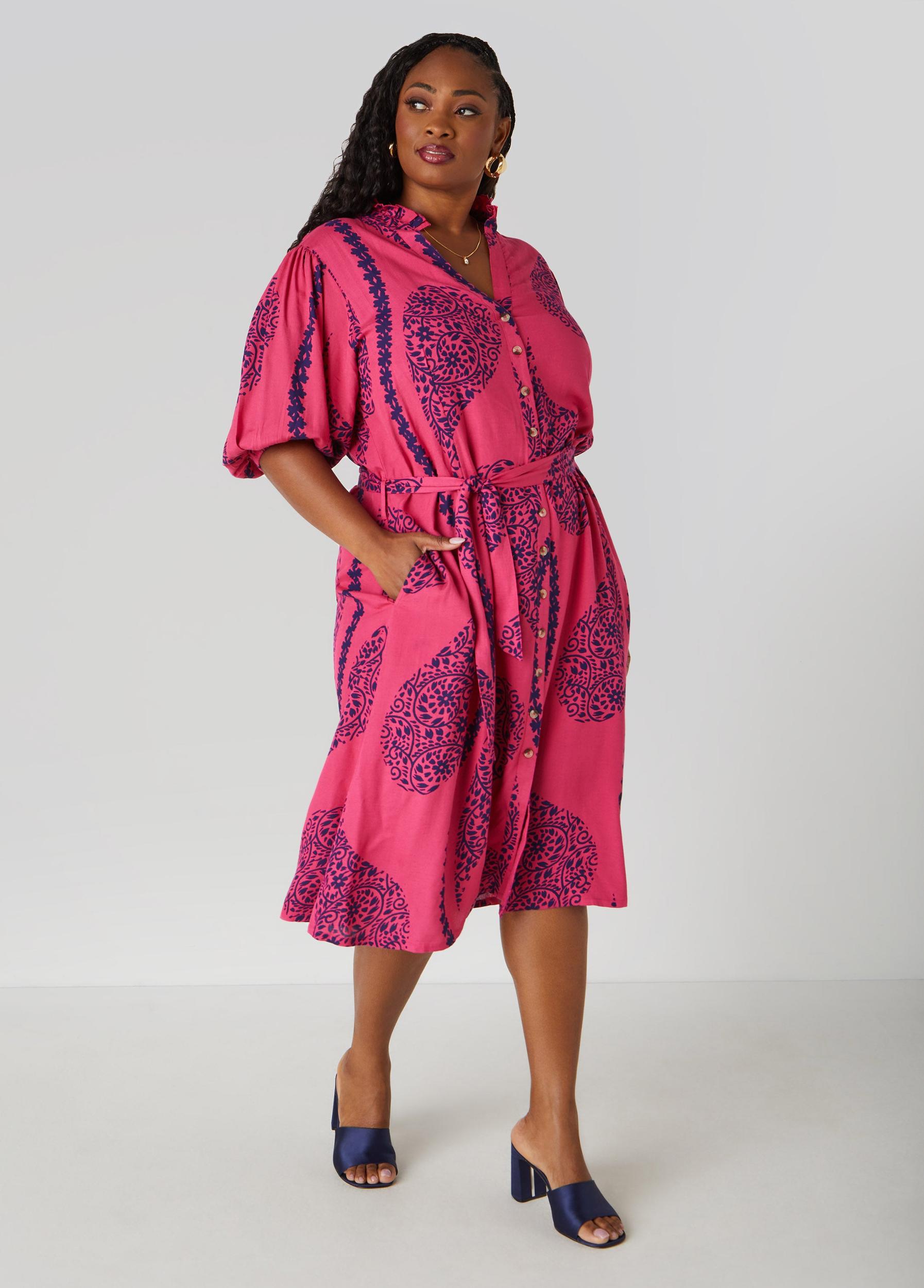 Ruffled Floral Print Shirtdress Product Image