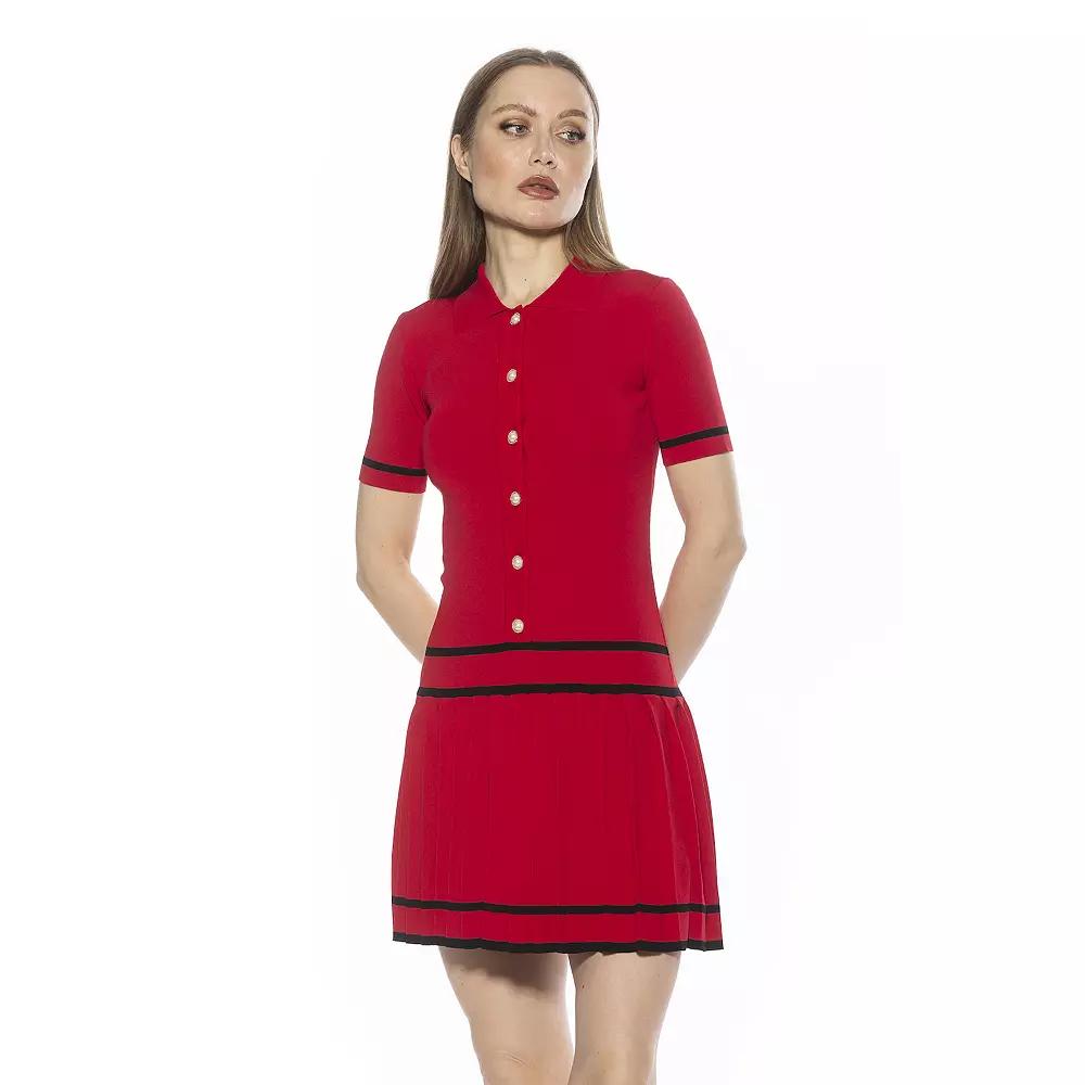 Women's ALEXIA ADMOR Lucinda Collared Short Sleeve Tennis Dress,  Product Image