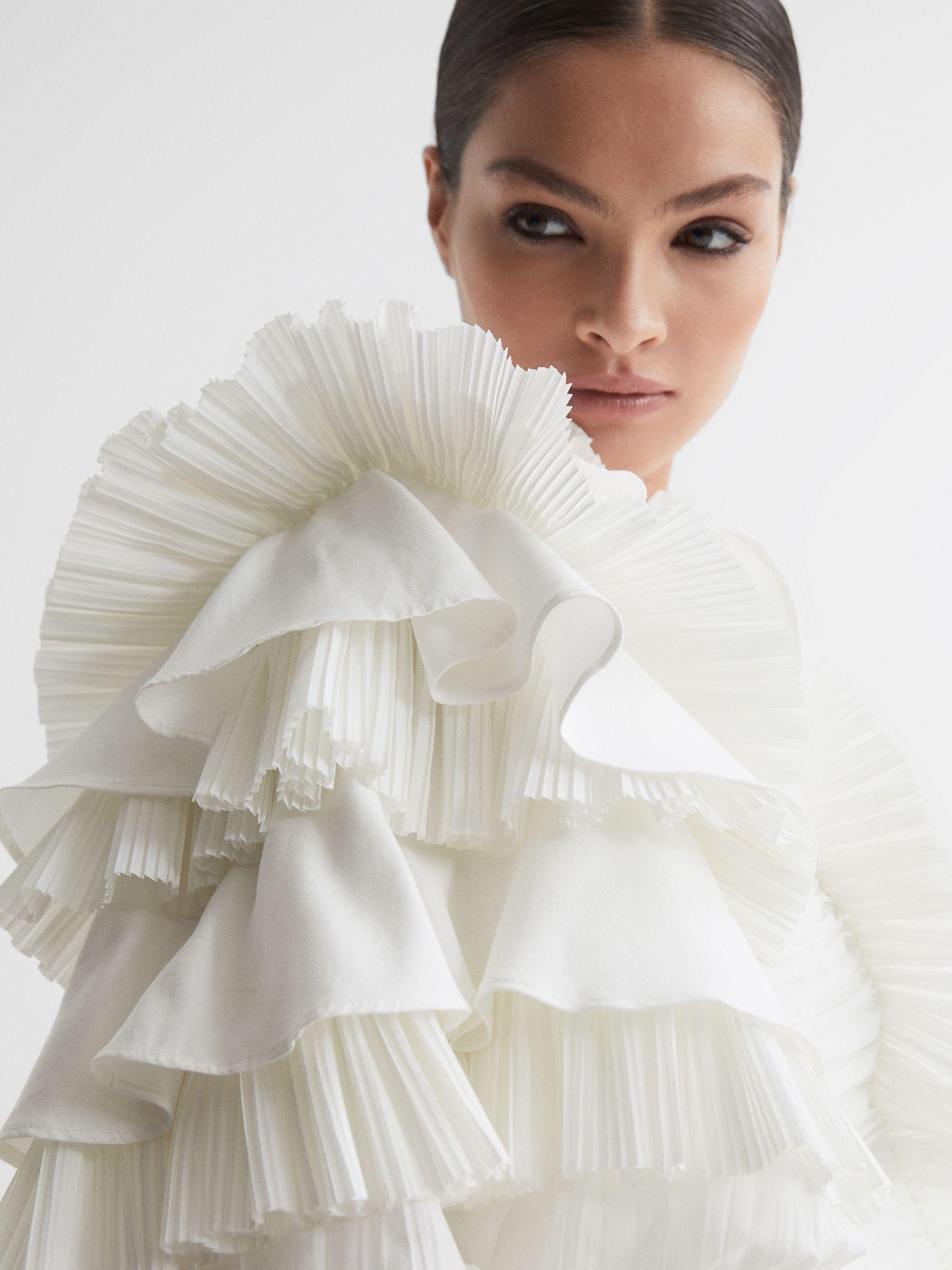 Acler One-Shoulder Ruffle Mini Dress in Ivory Product Image