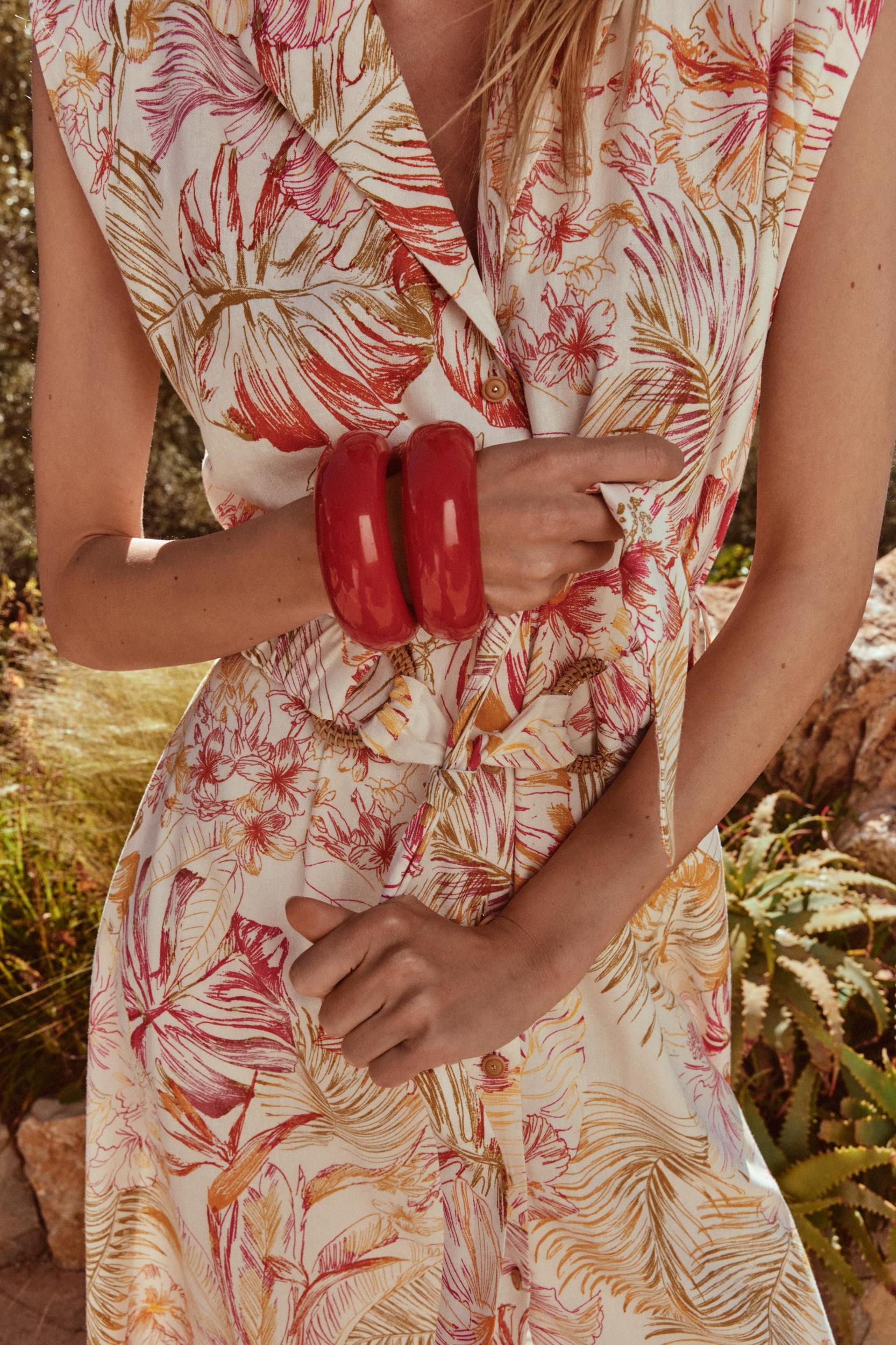 PRINTED LINEN MIDI DRESS Product Image