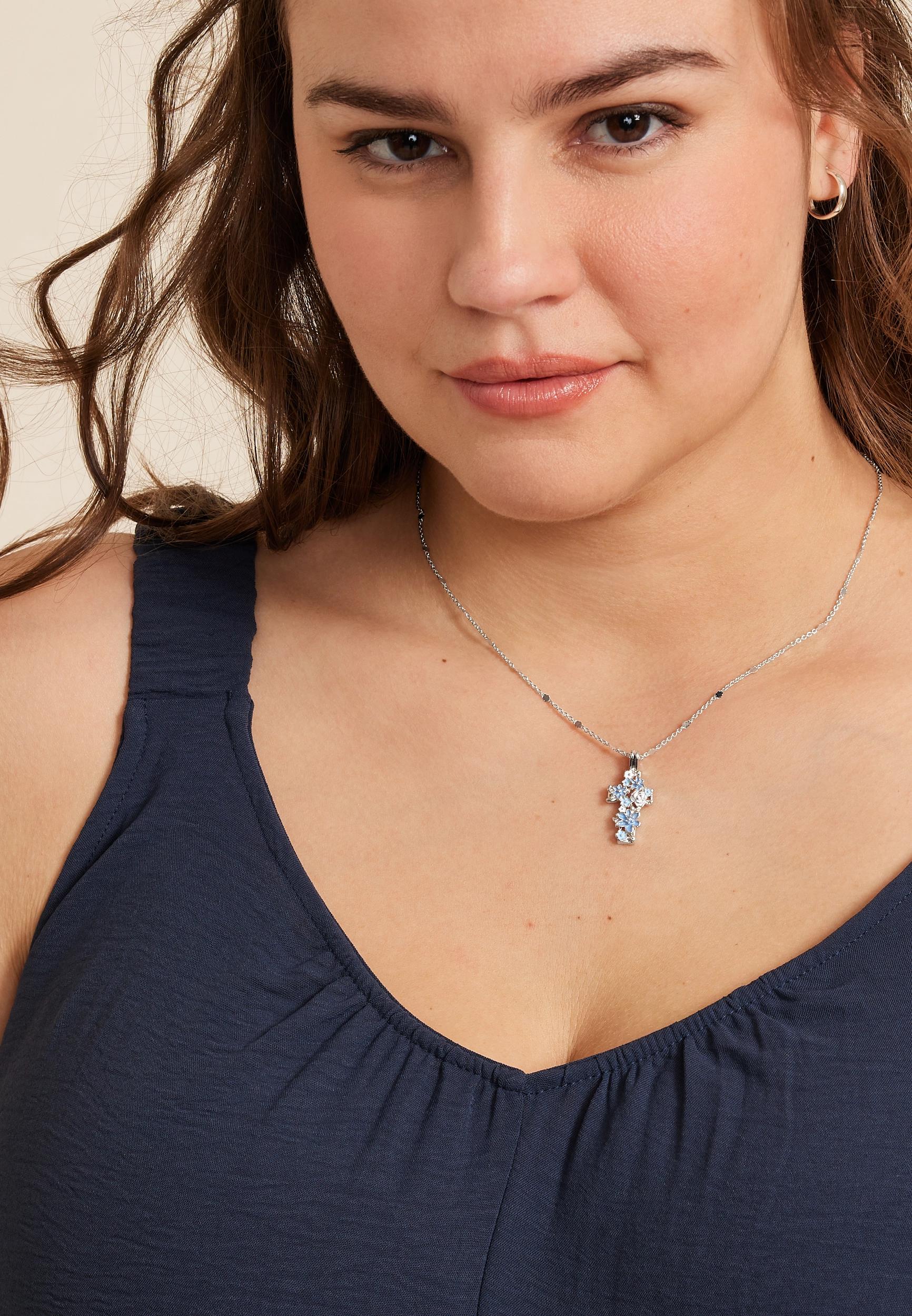 Floral Cross Pendant Necklace Product Image