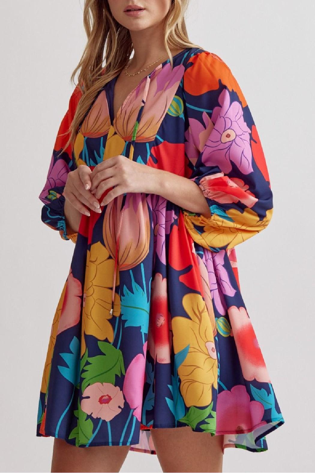 Half Sleeve Floral Dress Product Image