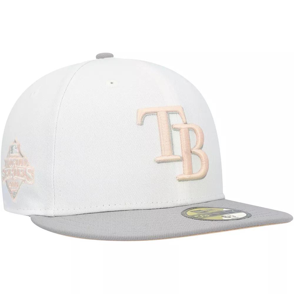 Men's New Era White/Gray Tampa Bay Rays 2008 World Series Side Patch Undervisor 59FIFTY Fitted Hat, Size: 7 5/8 Product Image