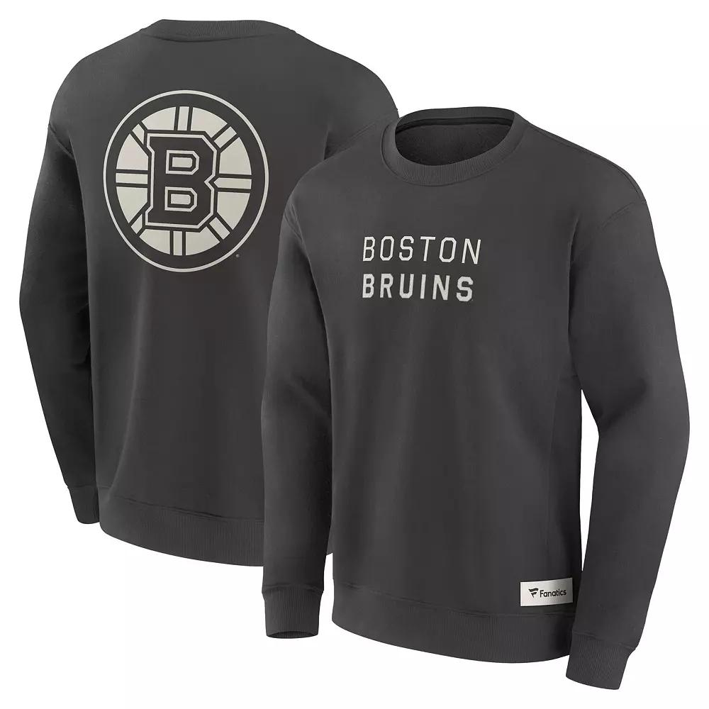 Men's Fanatics Charcoal Boston Bruins Elements Future Ground Lettering Pullover Sweatshirt,  Product Image