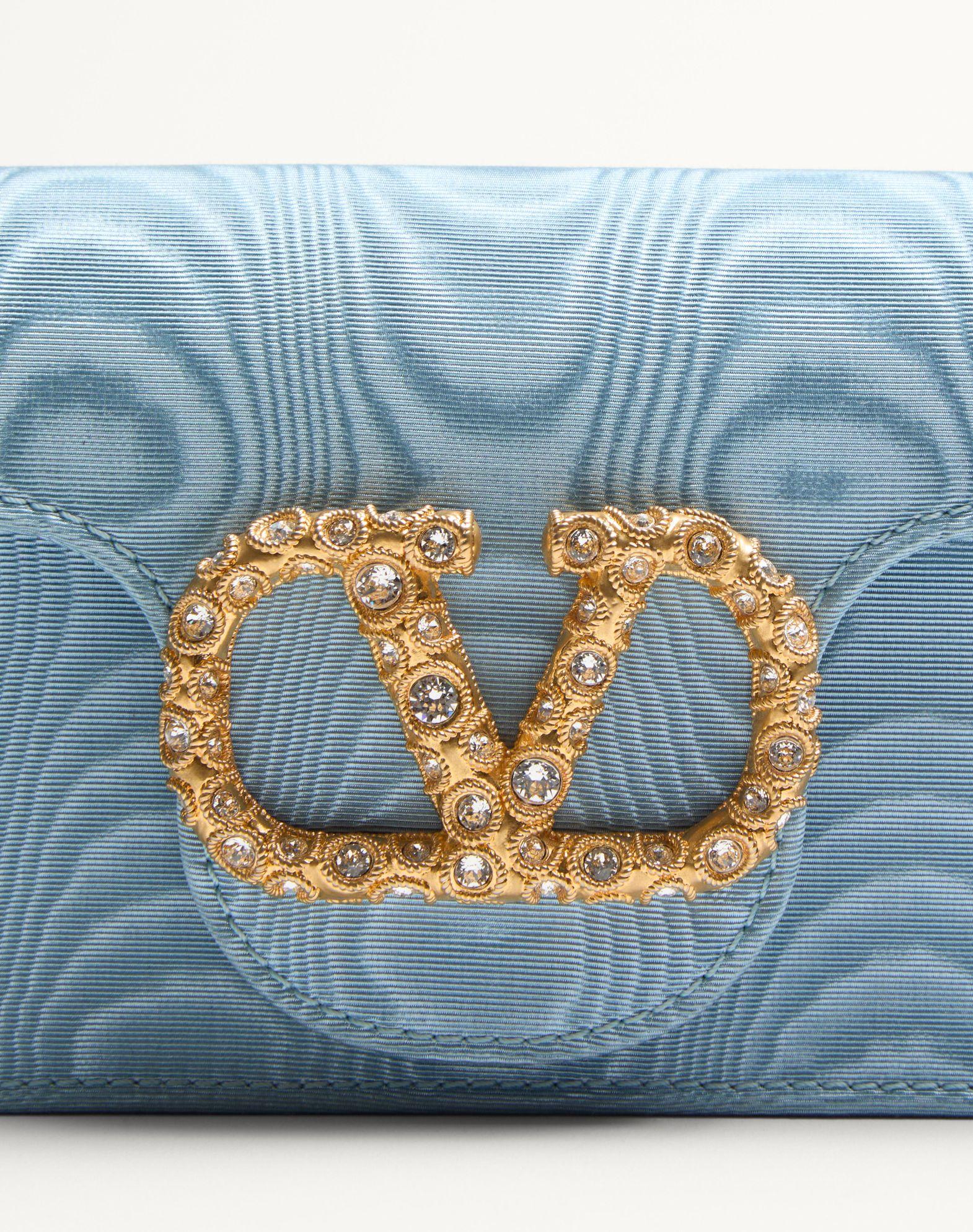 Valentino Garavani Locò Moiré Fabric Clutch With Jewel Logo Product Image