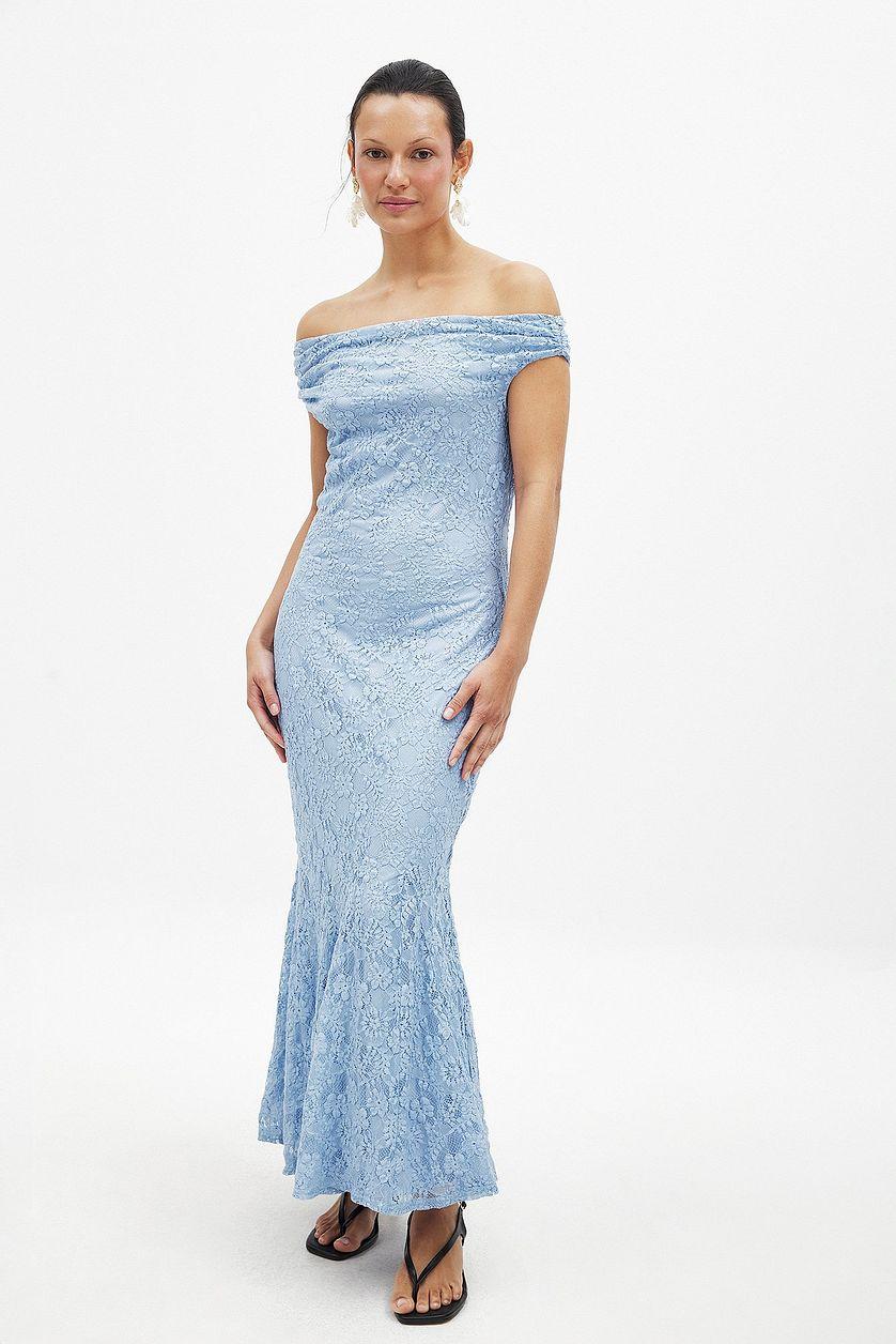 Off Shoulder Midi Lace Dress Product Image