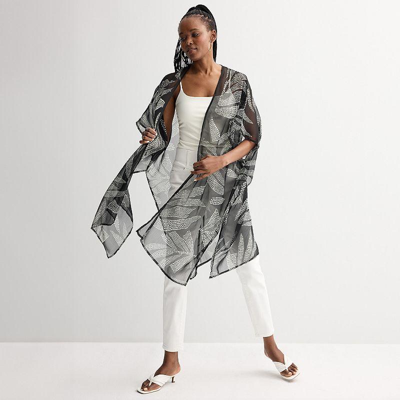 Women's Nine West Tropical Printed Topper, Black White Product Image