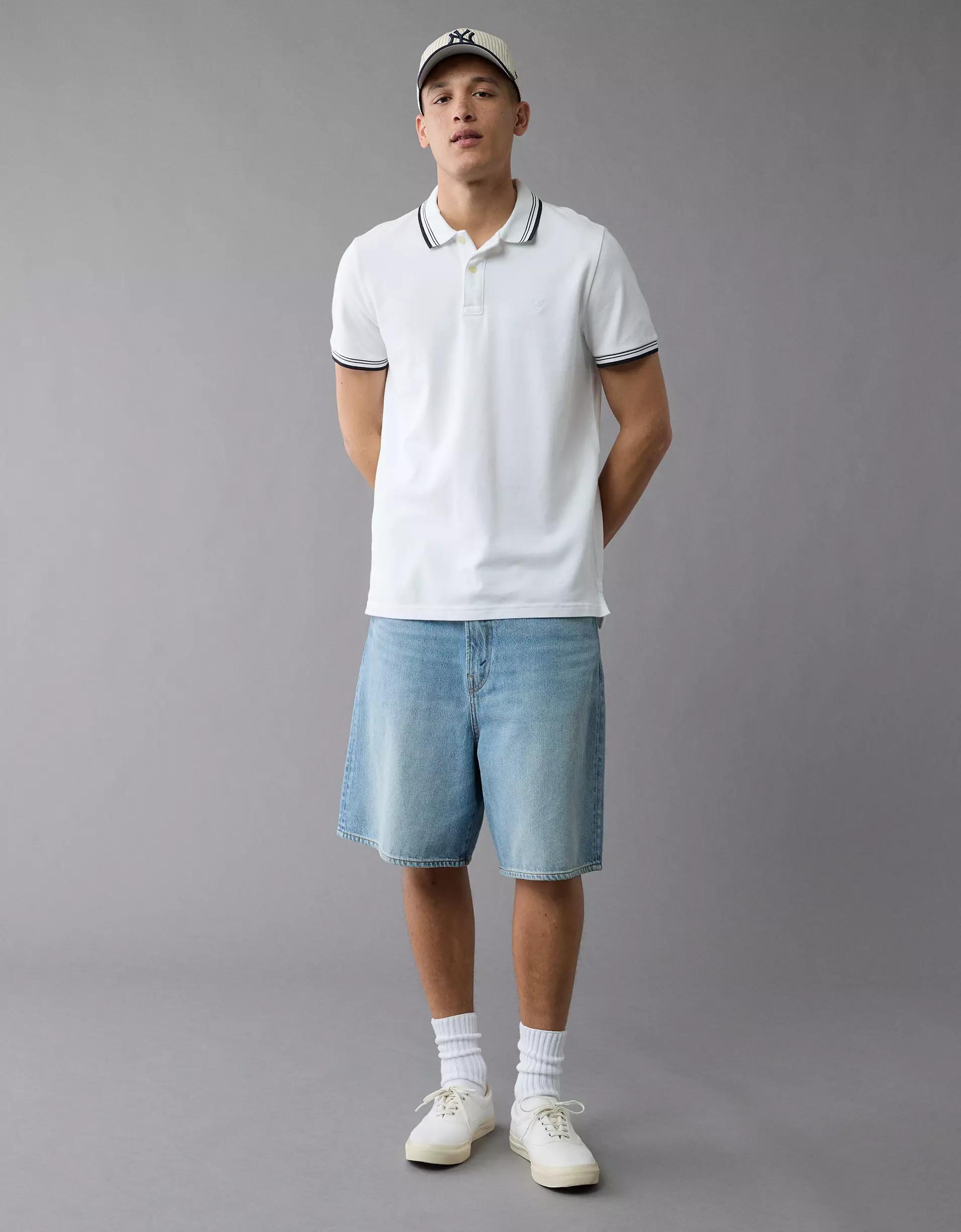 AE Lived-In Stretch Pique Slim Fit Tipped Polo Shirt Product Image