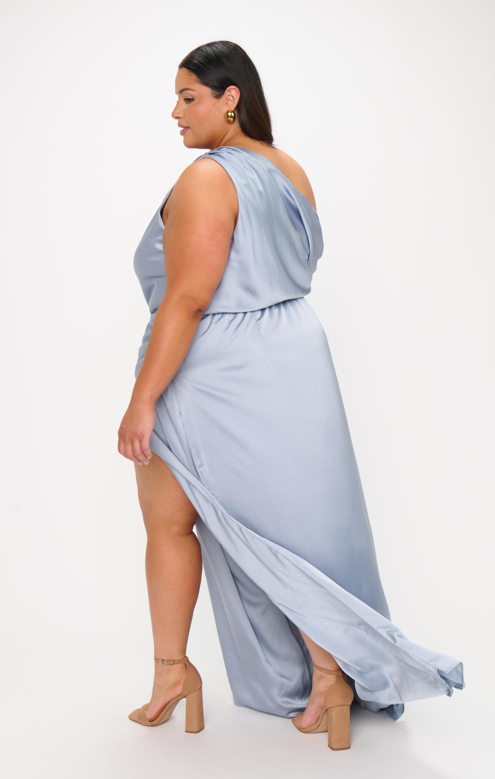 Jodie Dress ~ Steel Blue Luxe Satin Product Image