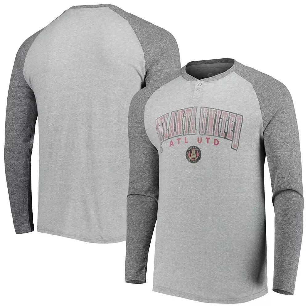 Men's Concepts Sport Heathered Gray/Heathered Charcoal Atlanta United FC Ledger Raglan Long Sleeve T-Shirt,  Product Image