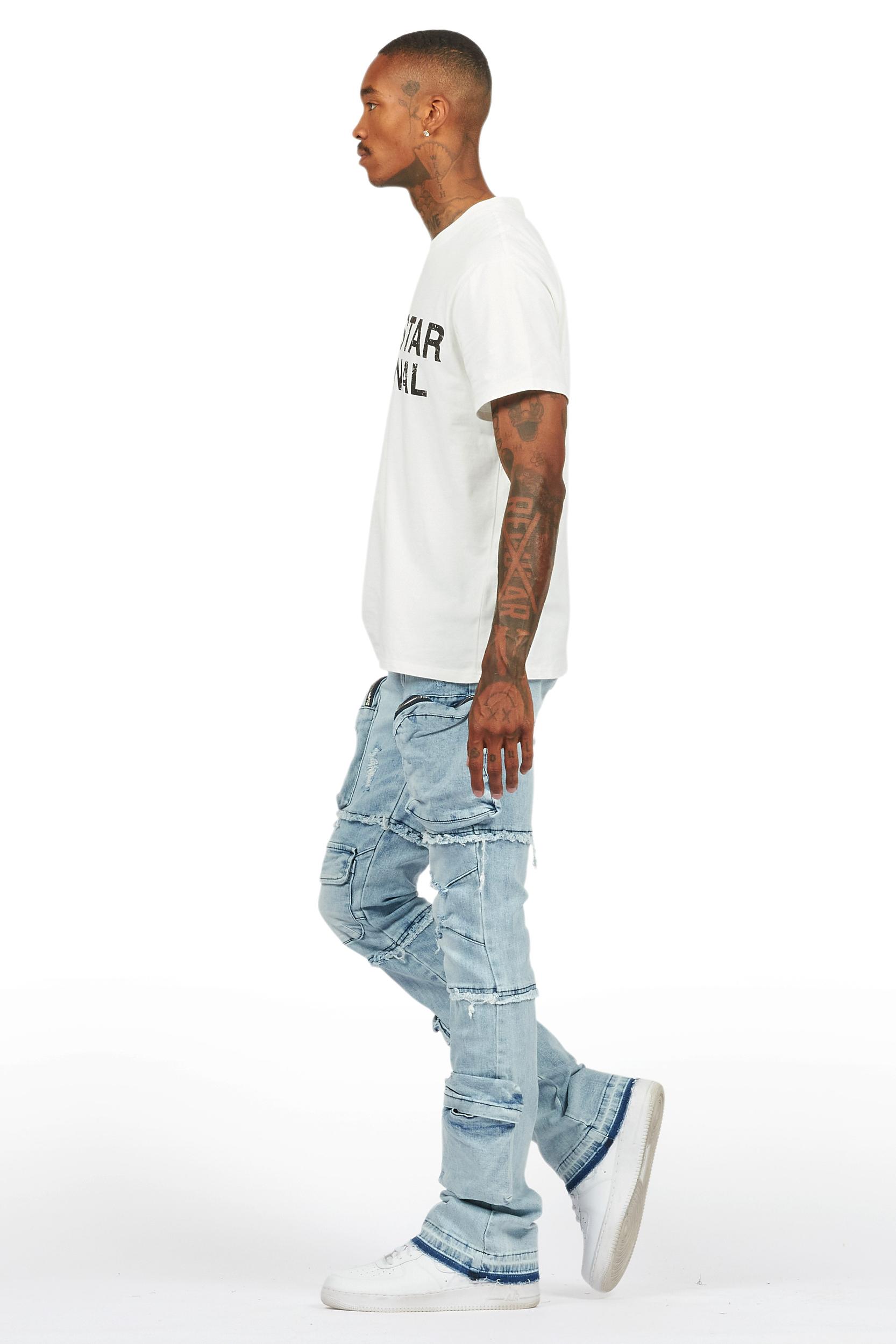 Shift Light Blue Stacked Flare Jean Male Product Image