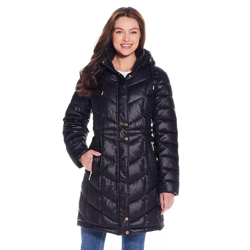 Women's Weathercast Hooded Heavyweight Puffer Coat, Size: XL, Brown Product Image