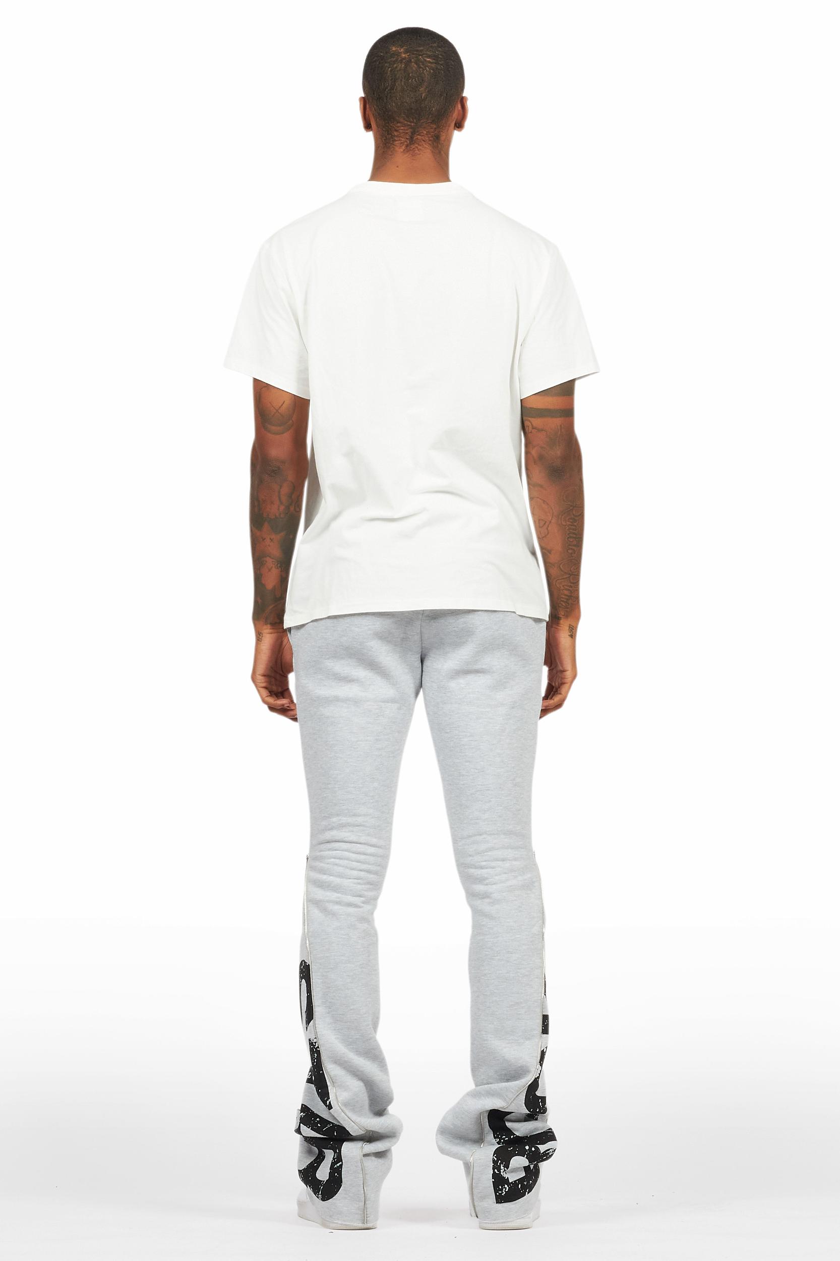 Deniska Heather Grey T-Shirt/Baggy Stacked Flare Track Set Male Product Image