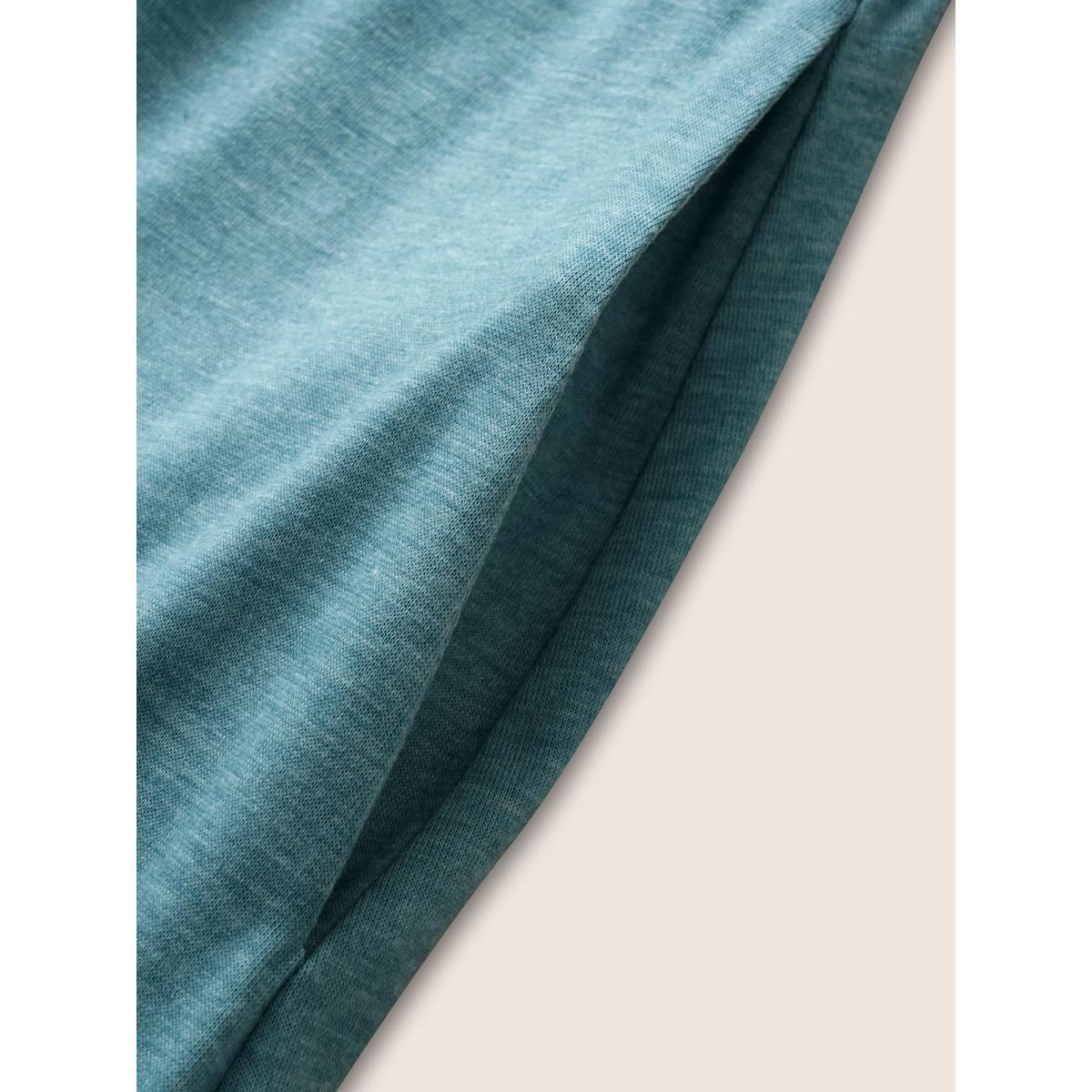 Plus Size Supersoft Essentials Solid Wrap Cap Sleeve Dress Turquoise Women Casual Overlapping Overlap Collar Cap Sleeve Curvy Midi Dress BloomChic 14-16/1X Product Image